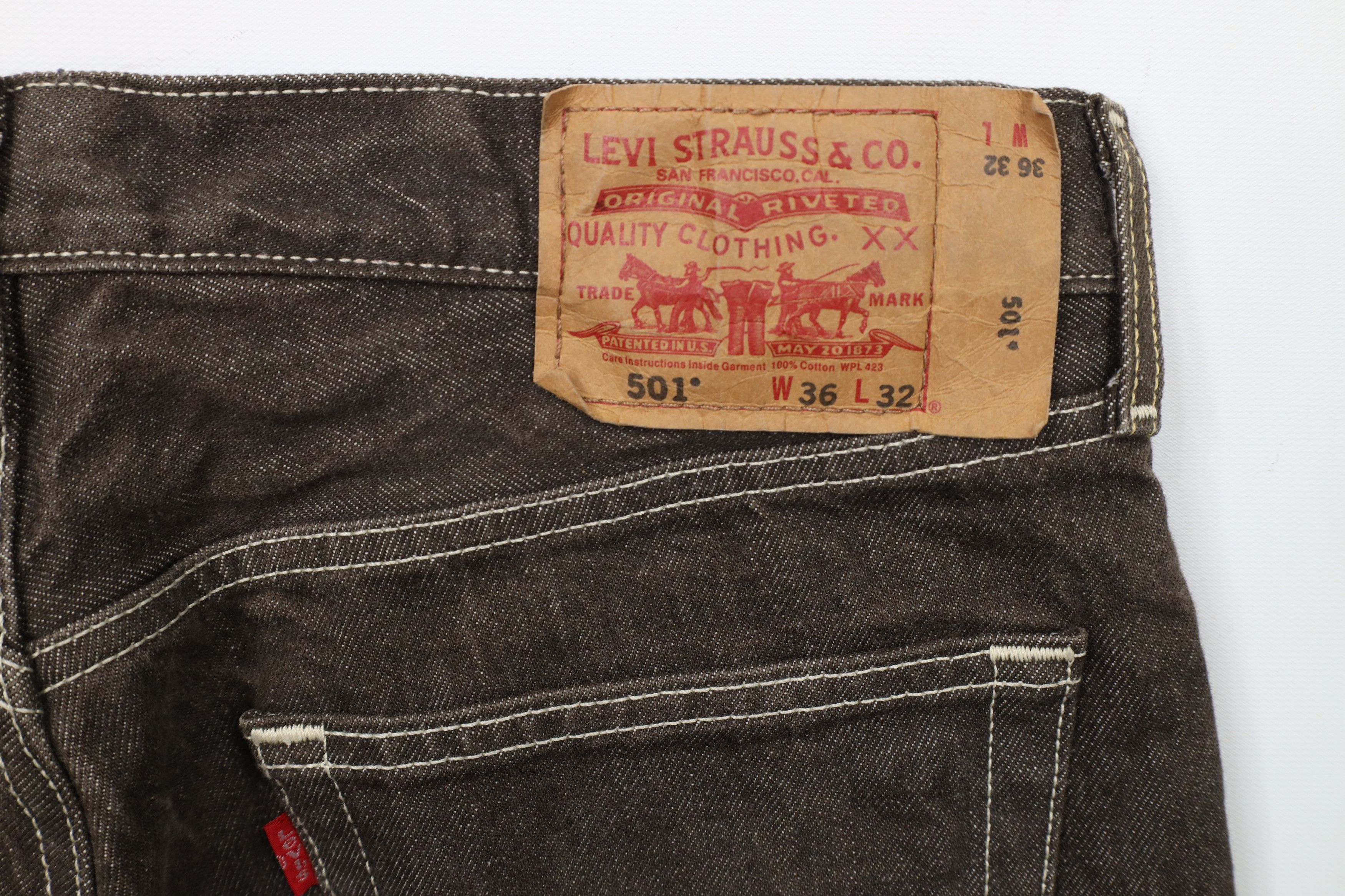 Levi's × Vintage Vintage Y2K Levis 501xx Original Straight Leg Jeans Brown Size US 34 / EU 50 - 12 Thumbnail