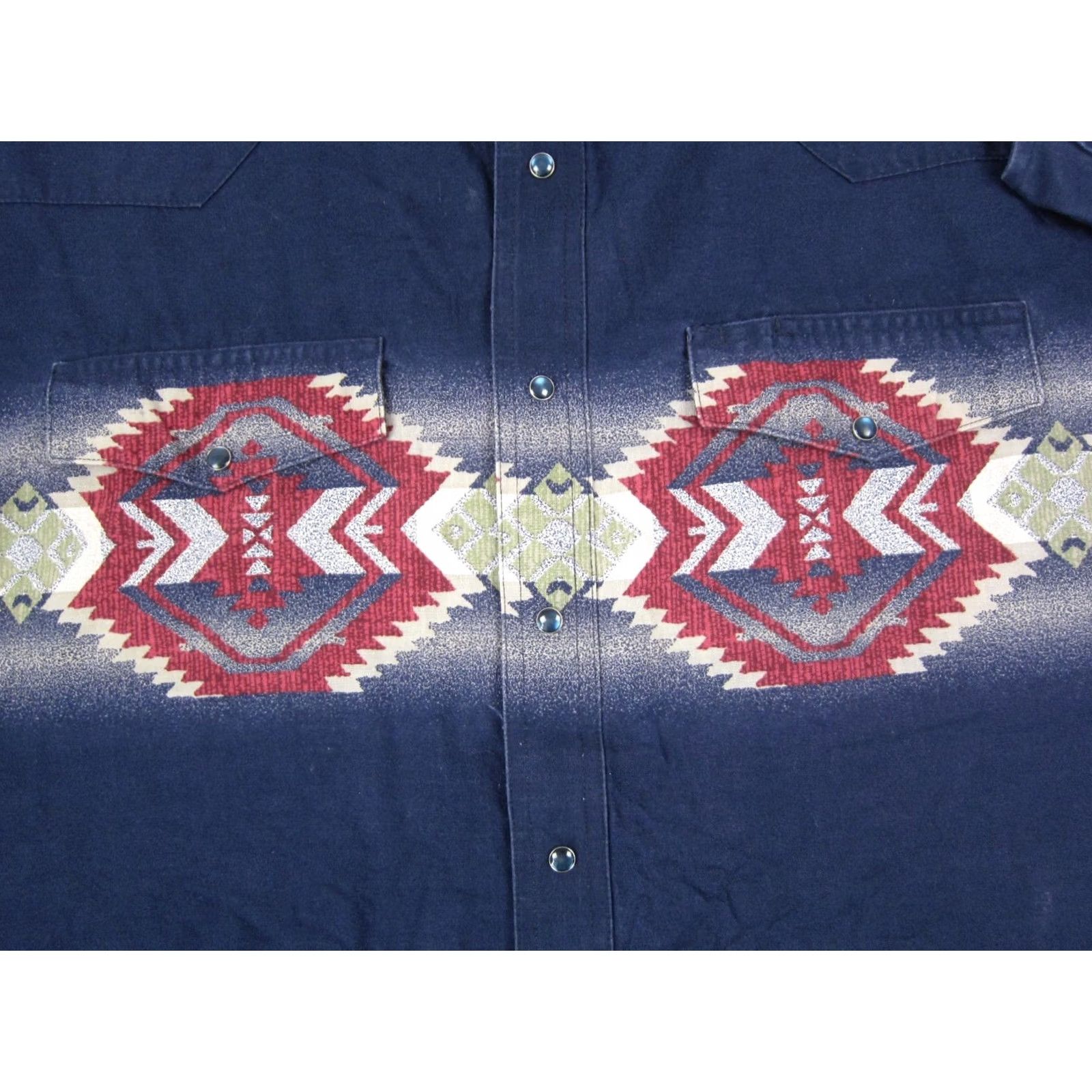 Wrangler VINTAGE Wrangler Shirt Mens XL Blue Aztec Snap Brushpopper 90s Western Button-Up Long Sleeve Collared Cotton Blue 90s Mens Size US XL / EU 56 / 4 - 3 Thumbnail