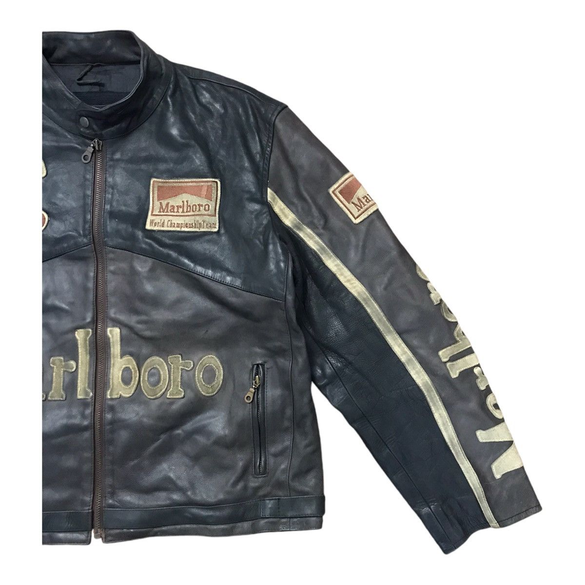 Marlboro Vintage 90s Malboro Leather Racing Jacket Size US XL / EU 56 / 4 - 4 Thumbnail