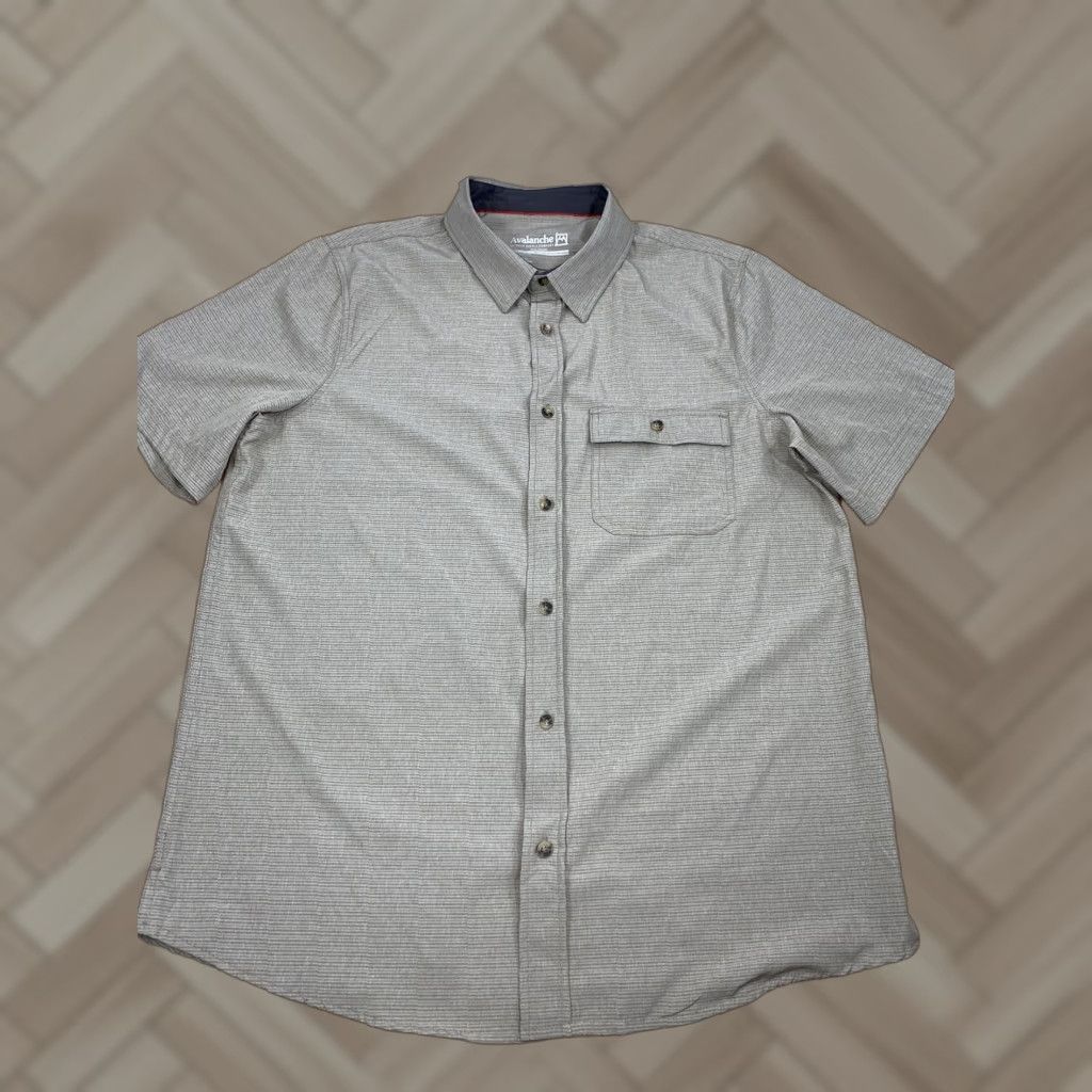 Avalanche Avalanche Shirt Men L Tan Button-Up Short Sleeve Striped Outdoor Pockets Vintage No Size US L / EU 52-54 / 3 - 1 Thumbnail