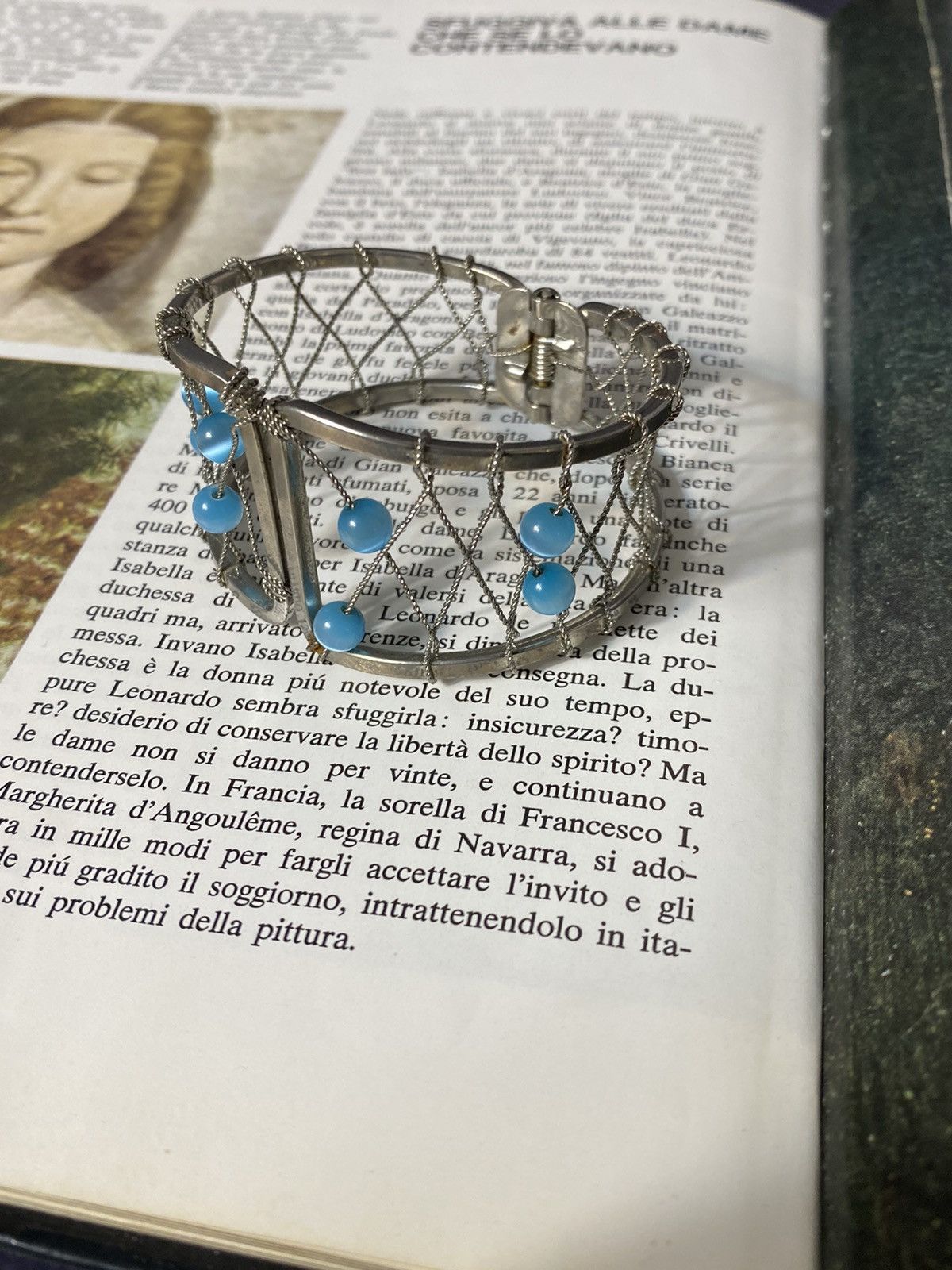 Jewelry × Vintage Retro Futuristic Bracelet with Blue Ceramic Size ONE SIZE - 1 Thumbnail