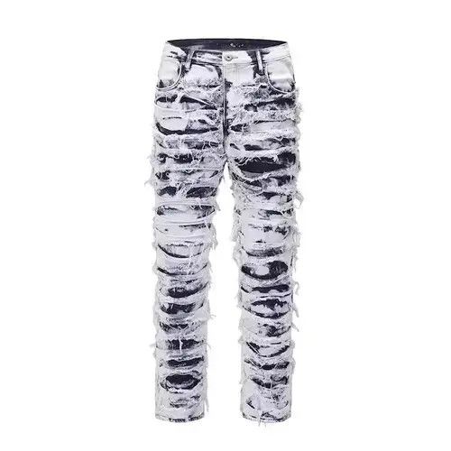 Japanese Brand Opium Distressed Baggy Stack Jeans Size US 34 / EU 50 - 2 Thumbnail