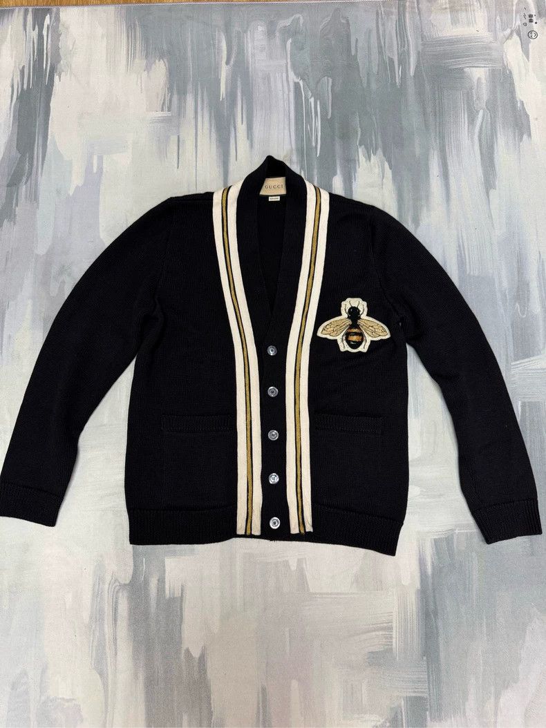 Gucci Gucci Little Bee Black Knitted Cardigan Size US M / EU 48-50 / 2 - 1 Thumbnail
