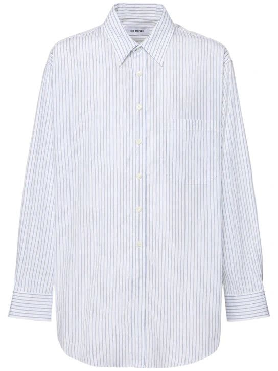 Hed Mayner o1lsvrm0425 Striped Cotton Shirt in White/Blue Size US M / EU 48-50 / 2 - 1 Thumbnail