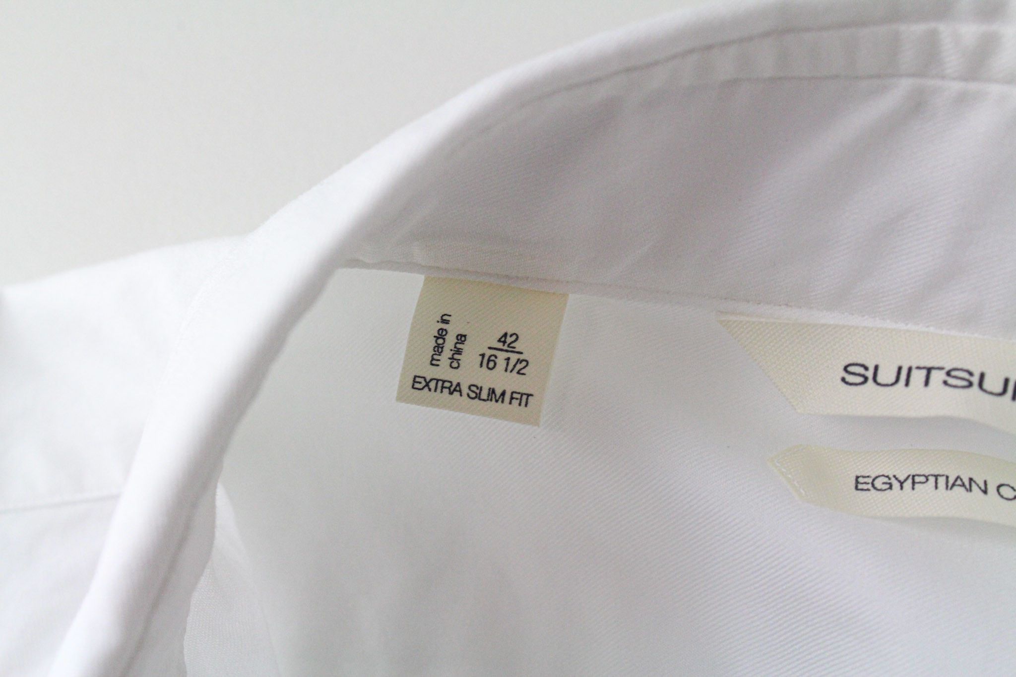 Suitsupply 42/16 1/2 Extra Slim White Cotton Long 72605 Size 42R - 5 Thumbnail