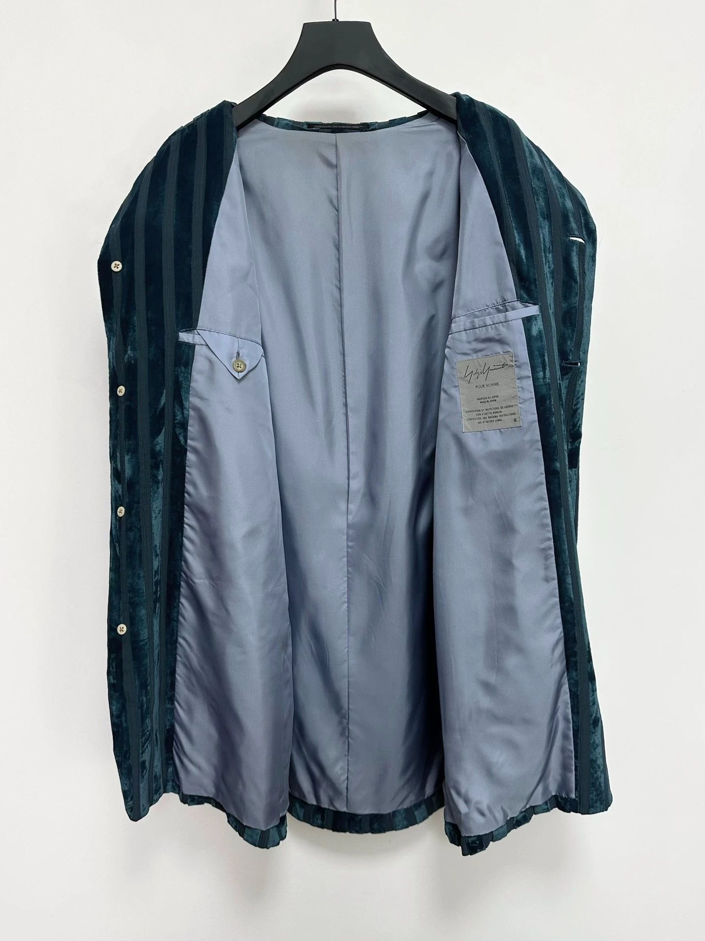 Yohji Yamamoto Yohji Yamamoto 92SS Teal Velvet & Silk Jacket S Size US S / EU 44-46 / 1 - 3 Thumbnail