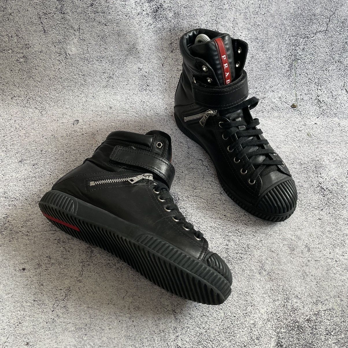 Prada Prada High Top Sneakers Double Zip Black Hi Shoes Vintage Size 37 Size US 7 / IT 37 - 2 Thumbnail
