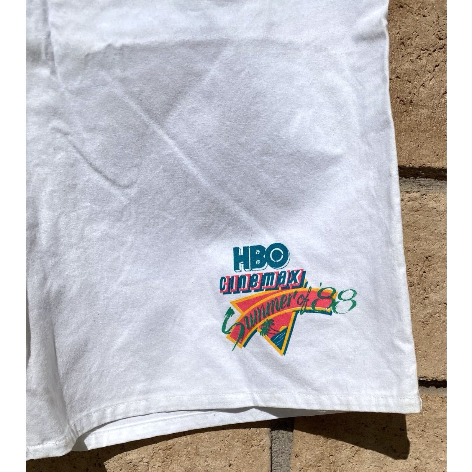 Vintage VINTAGE HBO Cinemax Summer Of 88 Graphics Shorts Drawstring White Cotton Size L Mens Shorts Size US 33 - 3 Thumbnail