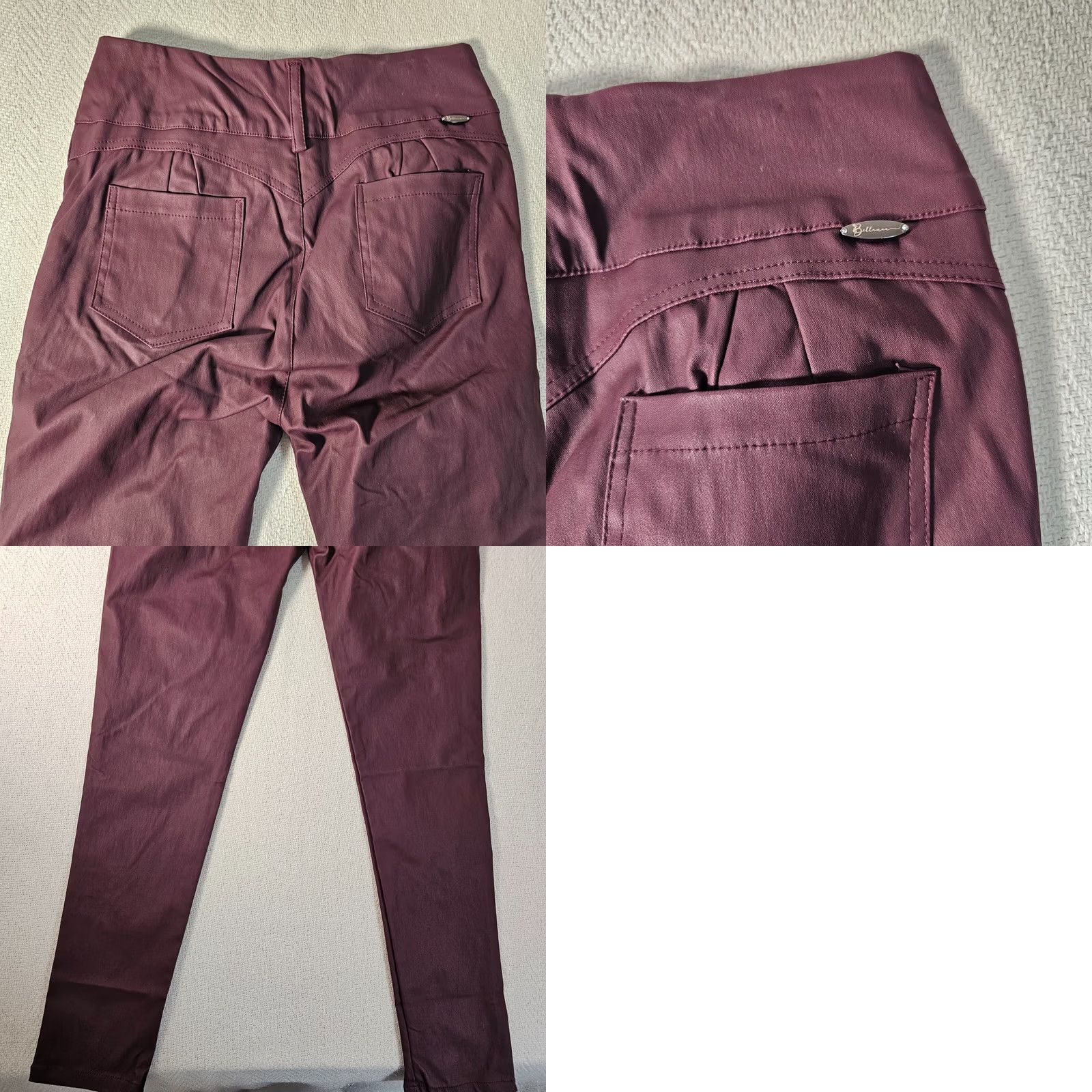 Vintage Bellanoa Leggings Womens 14 Plum Purple Faux Leather Casual Ankle Pants Pull On Purple 14 Womens Size 36" / US 14 / IT 50 - 8 Thumbnail