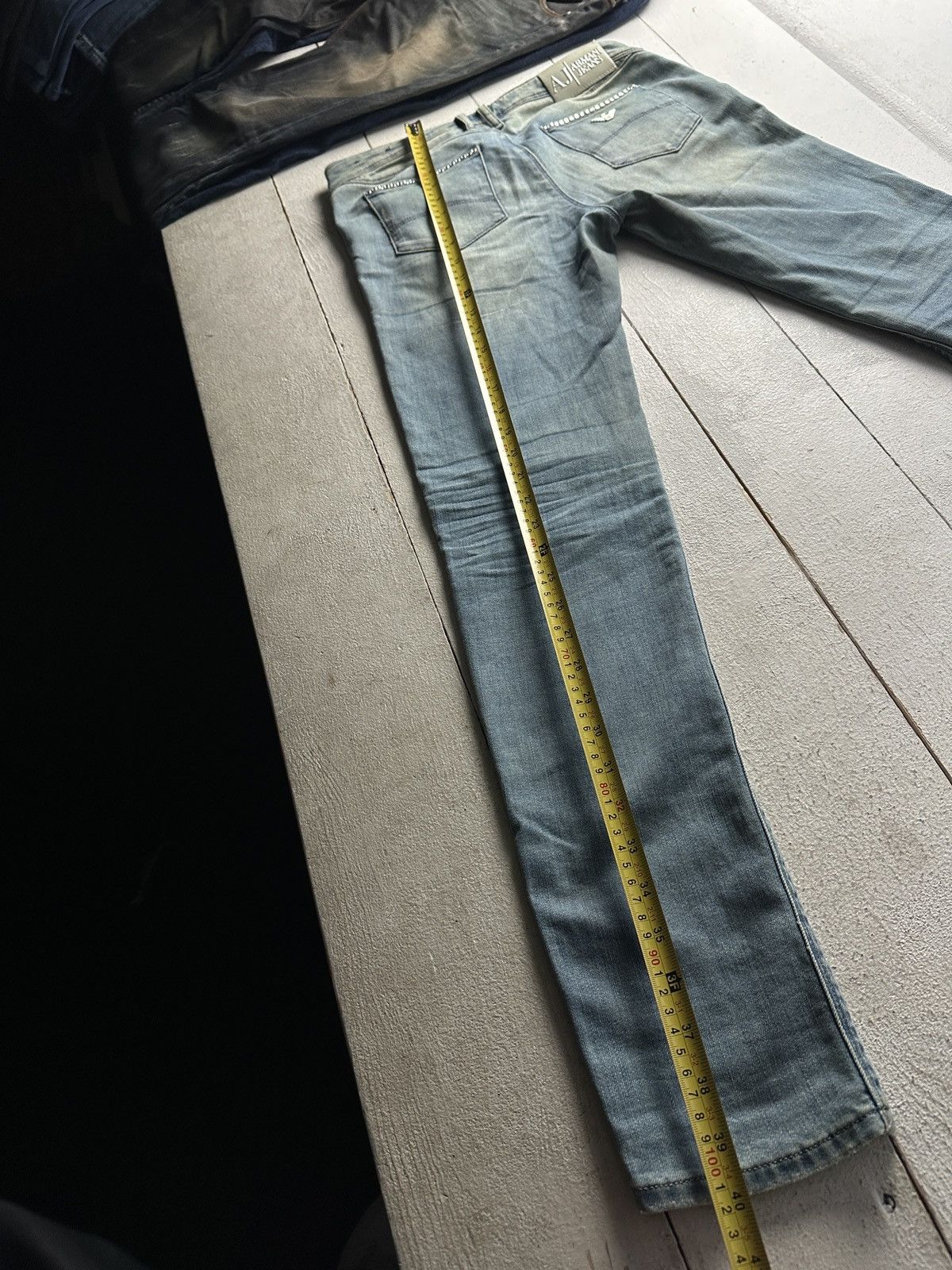Armani 🚨 ARMANI JEANS WOMEN BLUE DENIM PANTS RINGSTONES Y2K Size 27" / US 4 / IT 40 - 15 Thumbnail