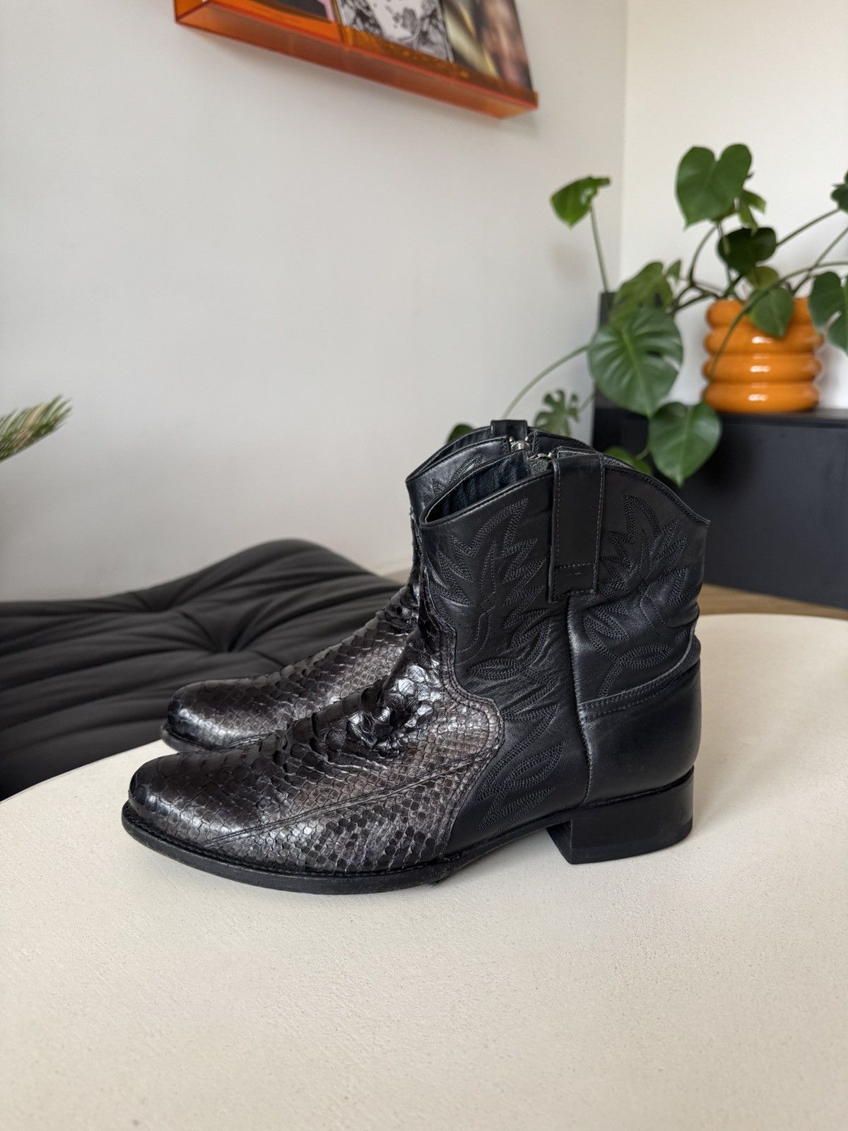 Leather Vintage Sendra Cowboy Leather Boots Washed Snake Skin Rare Size US 8 / EU 41 - 2 Thumbnail