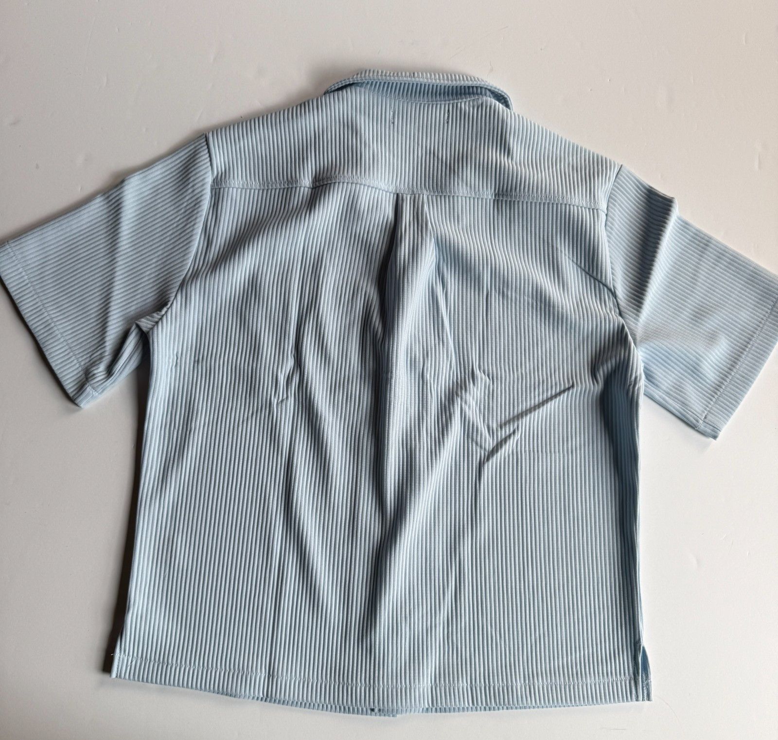 Fashion Nova NOVA MEN Baby Blue Ribbed Button-Up SS Shirt – Men's Medium Size US M / EU 48-50 / 2 - 4 Thumbnail
