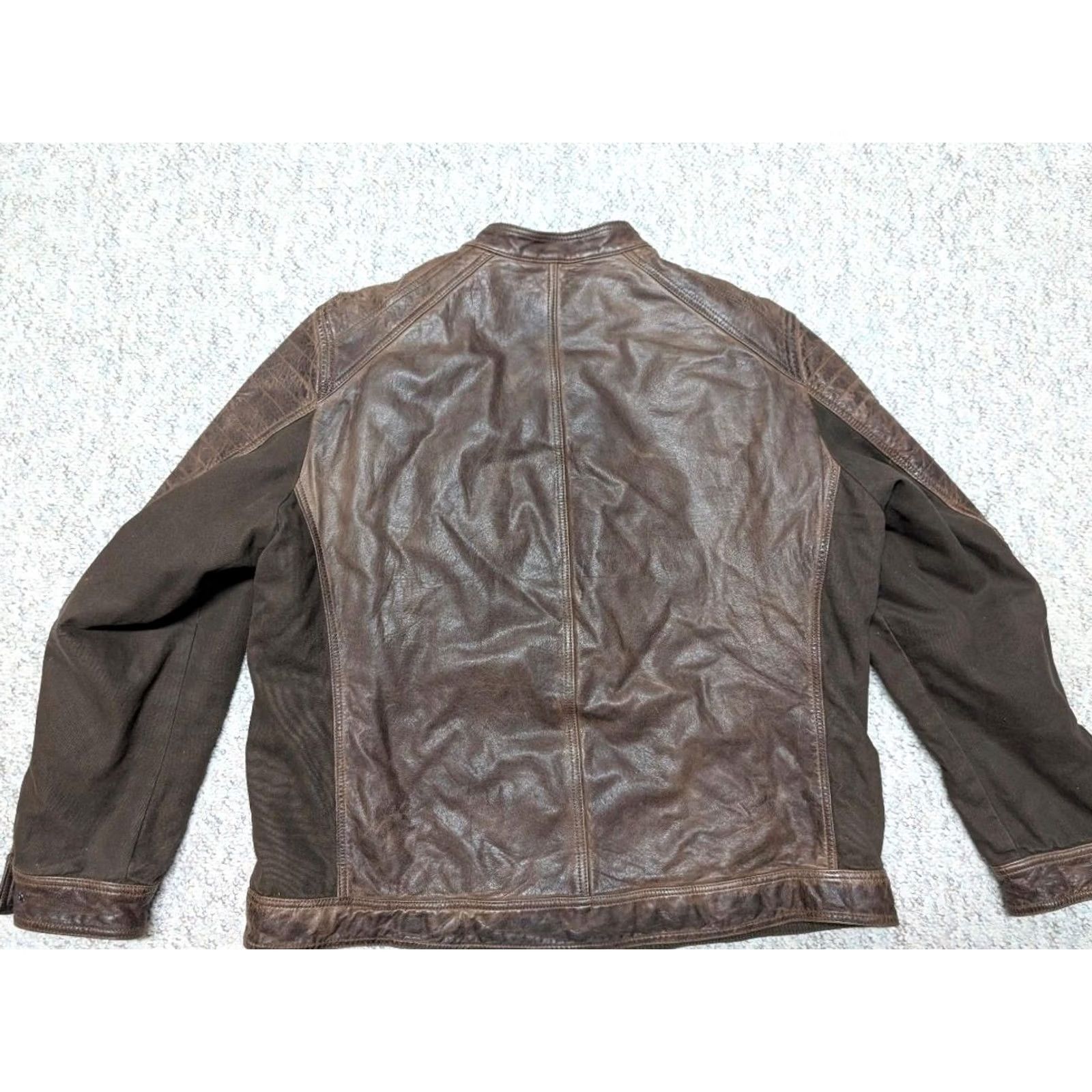 Vintage VINTAGE Black Rivet leather jacket motorcycle Jacket 2XL Brown Mens 48-50 3 pocket patina MAD MAX CAFÉ RACER Y2K vintage motorcycle jacket Size US XXL / EU 58 / 5 - 2 Thumbnail