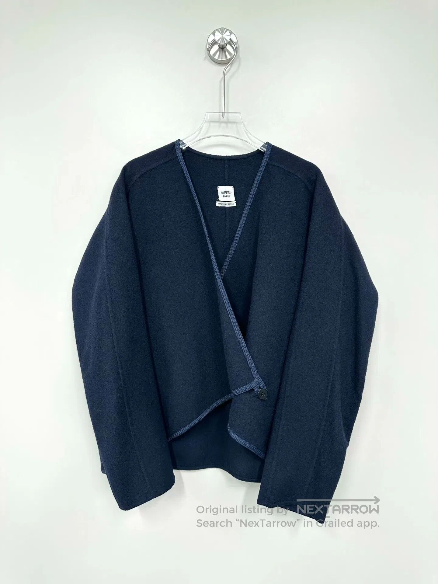 Hermes Hermes Navy Blue Cashmere Shawl Coat Jacket| Size XS / US 0-2 / IT 36-38 - 1 Thumbnail