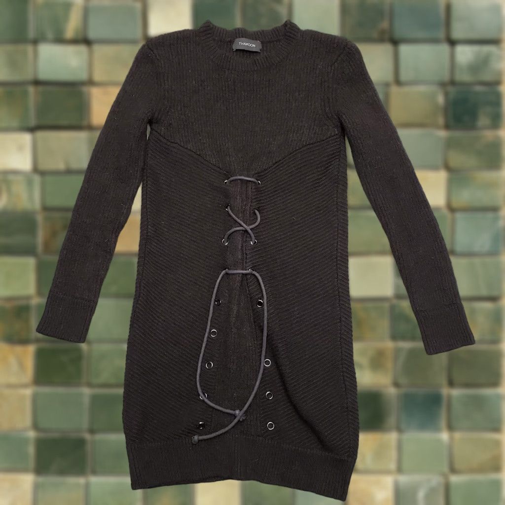 THAKOON Thakoon Sweater Dress Womens XS Black Merino Wool Blend Casual Size XS / US 0-2 / IT 36-38 - 1 Thumbnail