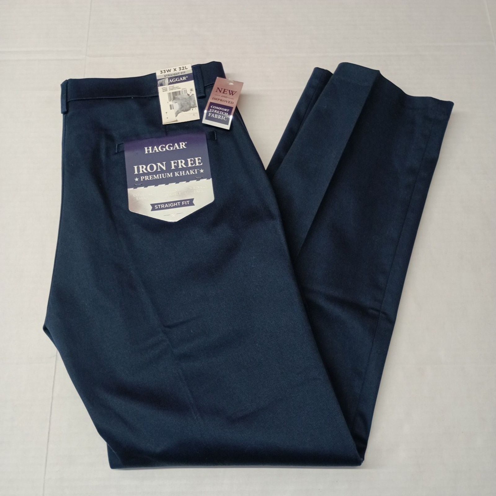 Haggar Haggar Premium Iron Free Khakis Men's 33x32 Blue Classic Fit Size US 33 - 1 Thumbnail