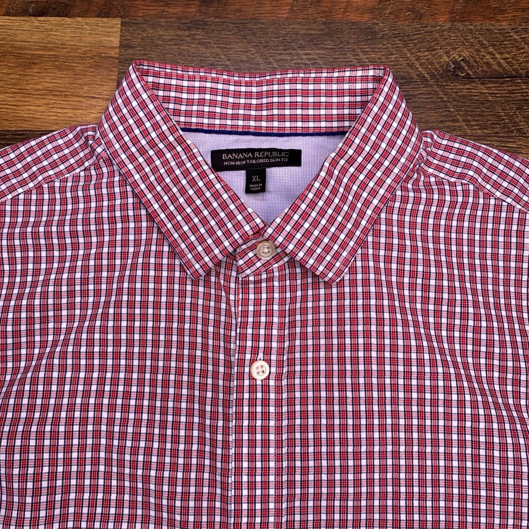 Banana Republic Banana Republic Non Iron Slim Fit Shirt Mens XL Red Plaid Button Up Shirt Size US XL / EU 56 / 4 - 4 Thumbnail