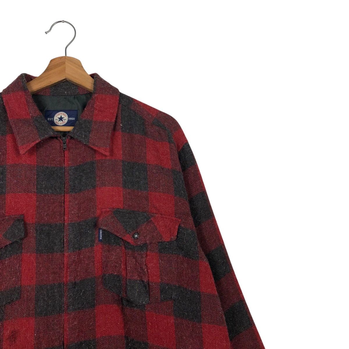 Japanese Brand 📌Vintage Wool Zipper Jacket Tartan Design Converse All Star Size US M / EU 48-50 / 2 - 6 Thumbnail