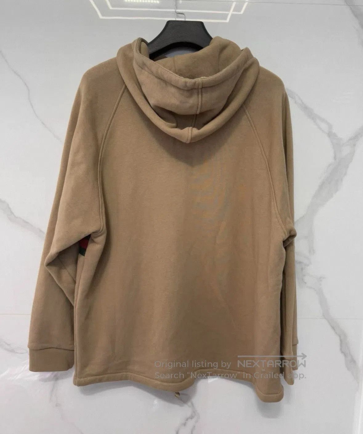 Gucci Brown Logo Print Hooded Sweatshirt.