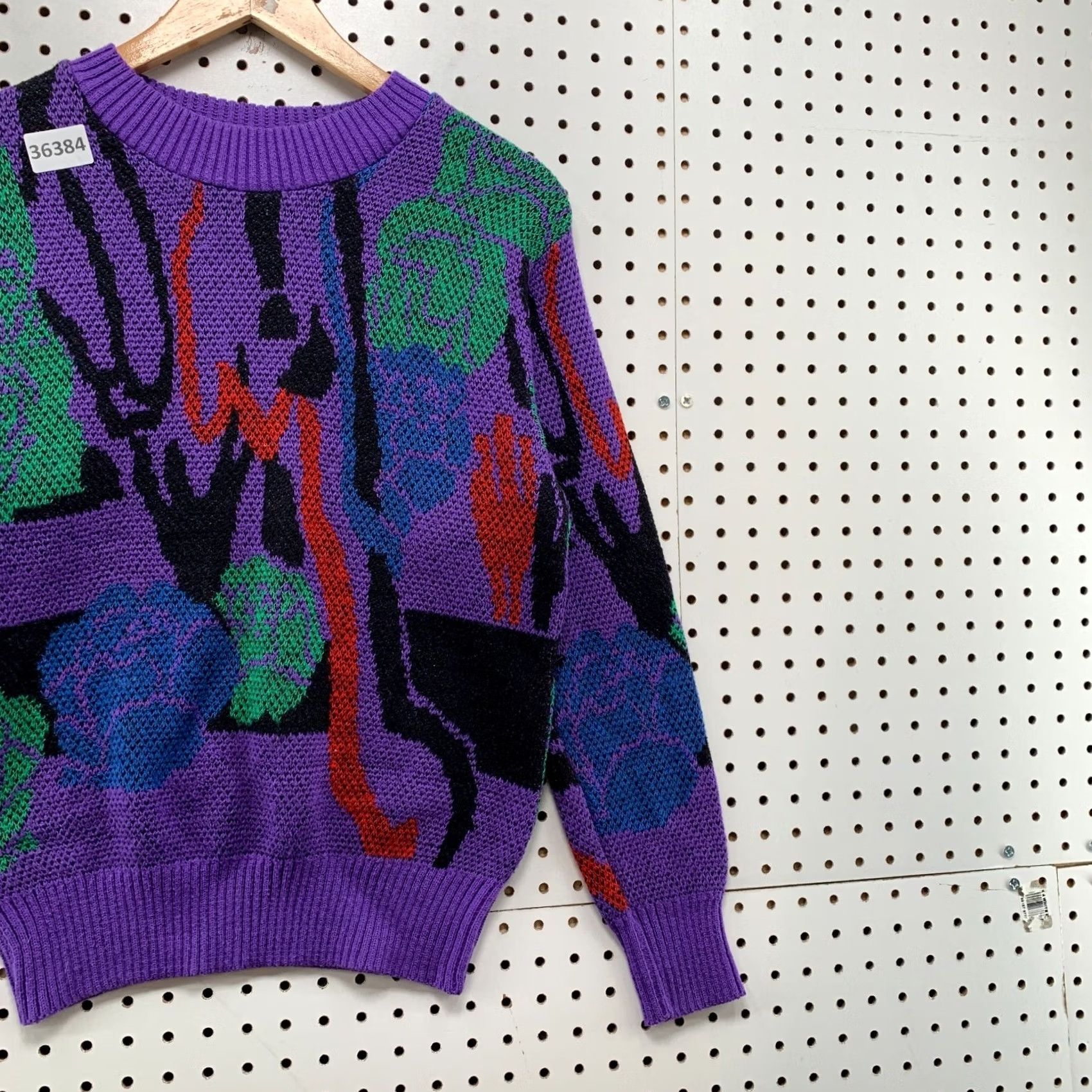 Vintage Vintage Aileen Sweater Small Purple Abstract Pattern Knit Made USA Womens Size S / US 4 / IT 40 - 4 Thumbnail
