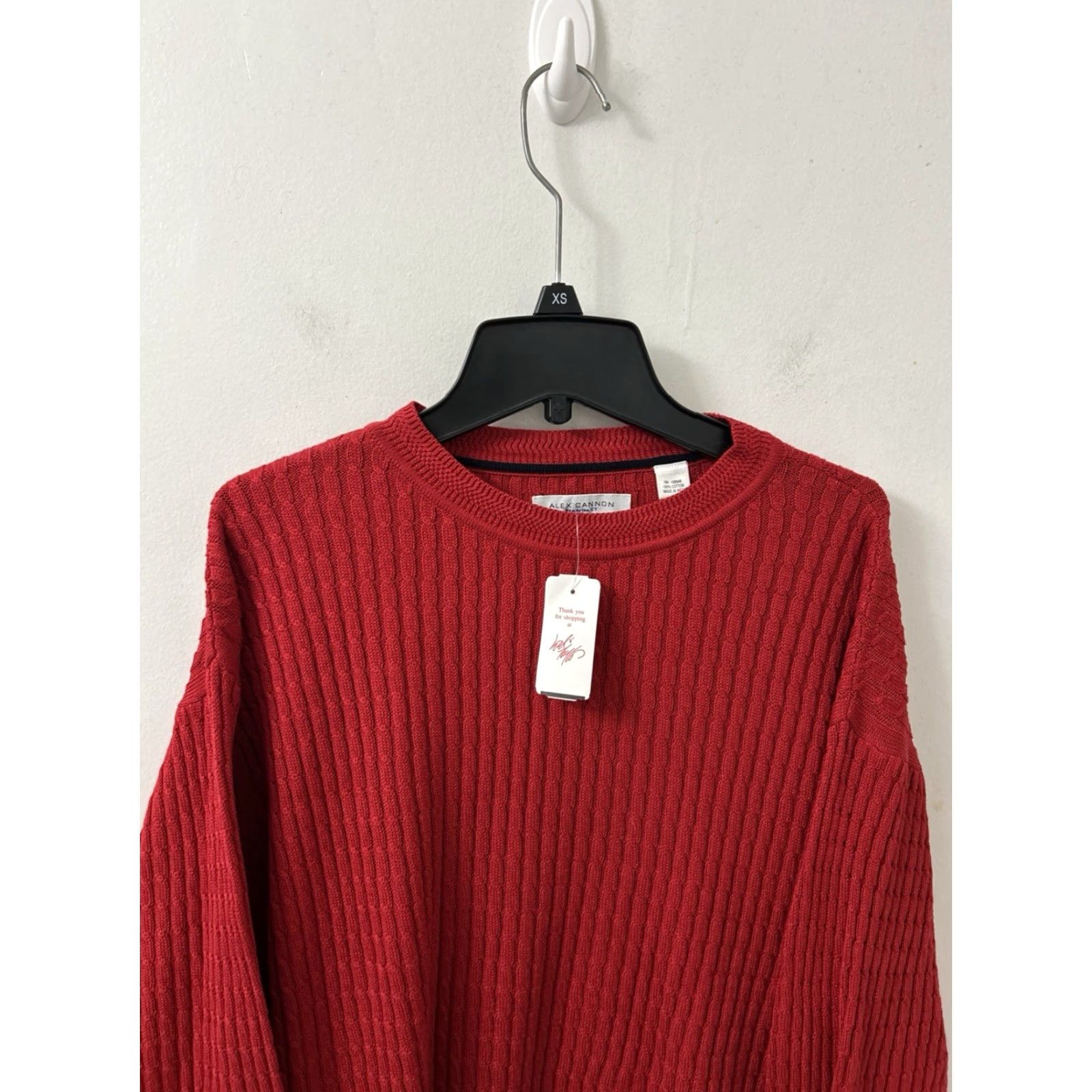 Canon ALEX CANNON Sweater Mens Size M Red Cable-Knit Crewneck Pullover L/S NWT Size US M / EU 48-50 / 2 - 2 Thumbnail