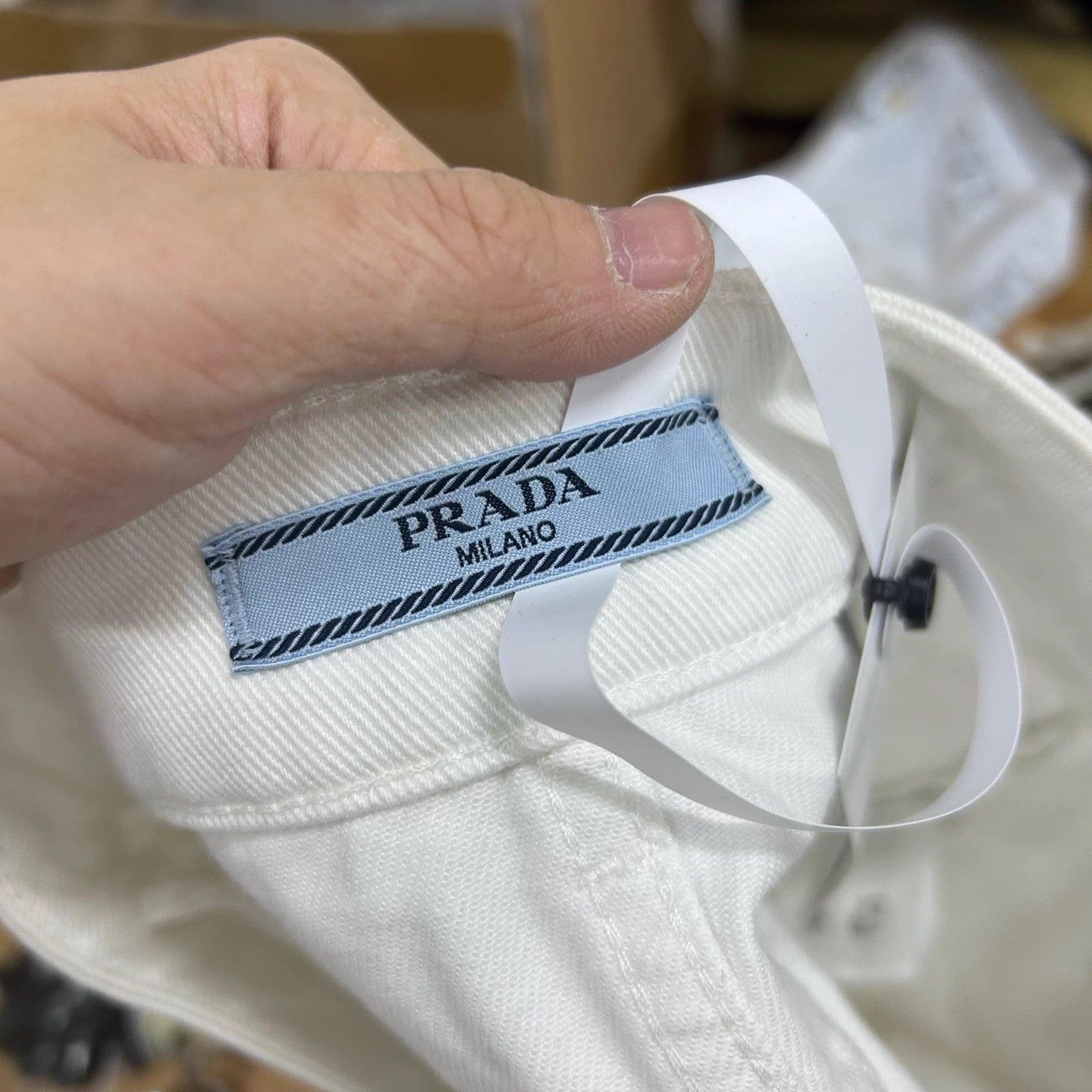 Prada Prada 99 New Solid Denim Mini Skirt Back Triangle Size 26" / US 2 / IT 38 - 4 Thumbnail
