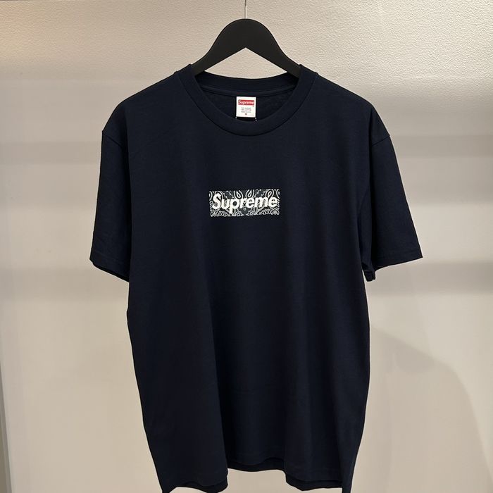 Supreme Supreme Bandana Box Logo Tee Navy | Grailed