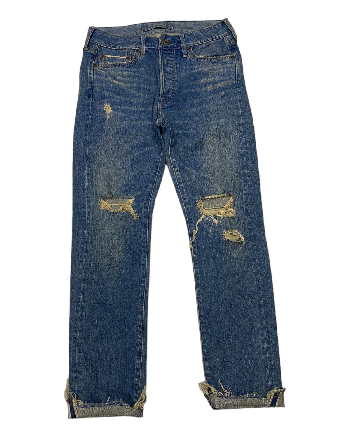 If Six Was Nine × Japanese Brand × Le Grande Bleu (L.G.B.) 🔥GOA NIMES SELVEDGE DISTRESS CUT LEG DENIM JEANS Size 26" / US 2 / IT 38 - 1 Thumbnail