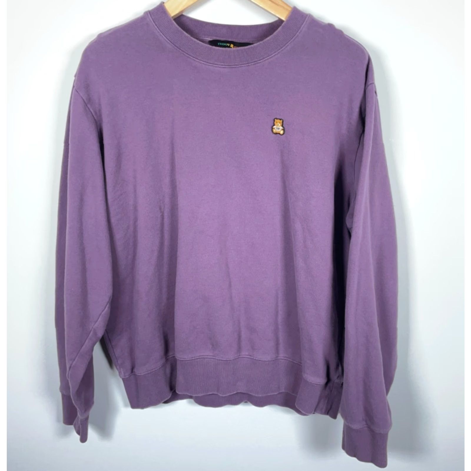 Teddy Fresh VINTAGE Teddy Fresh Sweatshirt Men XL Purple Crewneck Bear Embroidery Boxy Fit Size US XL / EU 56 / 4 - 2 Thumbnail