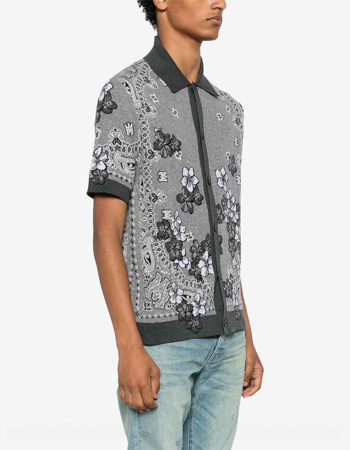 Amiri Amiri Black Bandana Floral Polo Shirt Size US L / EU 52-54 / 3 - 3 Thumbnail