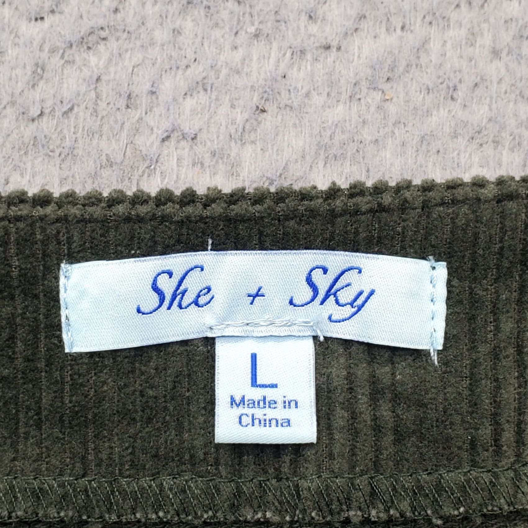 Vintage She + Sky Corduroy Mini Skirt Womens L Green Snap Front Stretch Button Front SL2388R2 Size 36" / US 14 / IT 50 - 5 Thumbnail