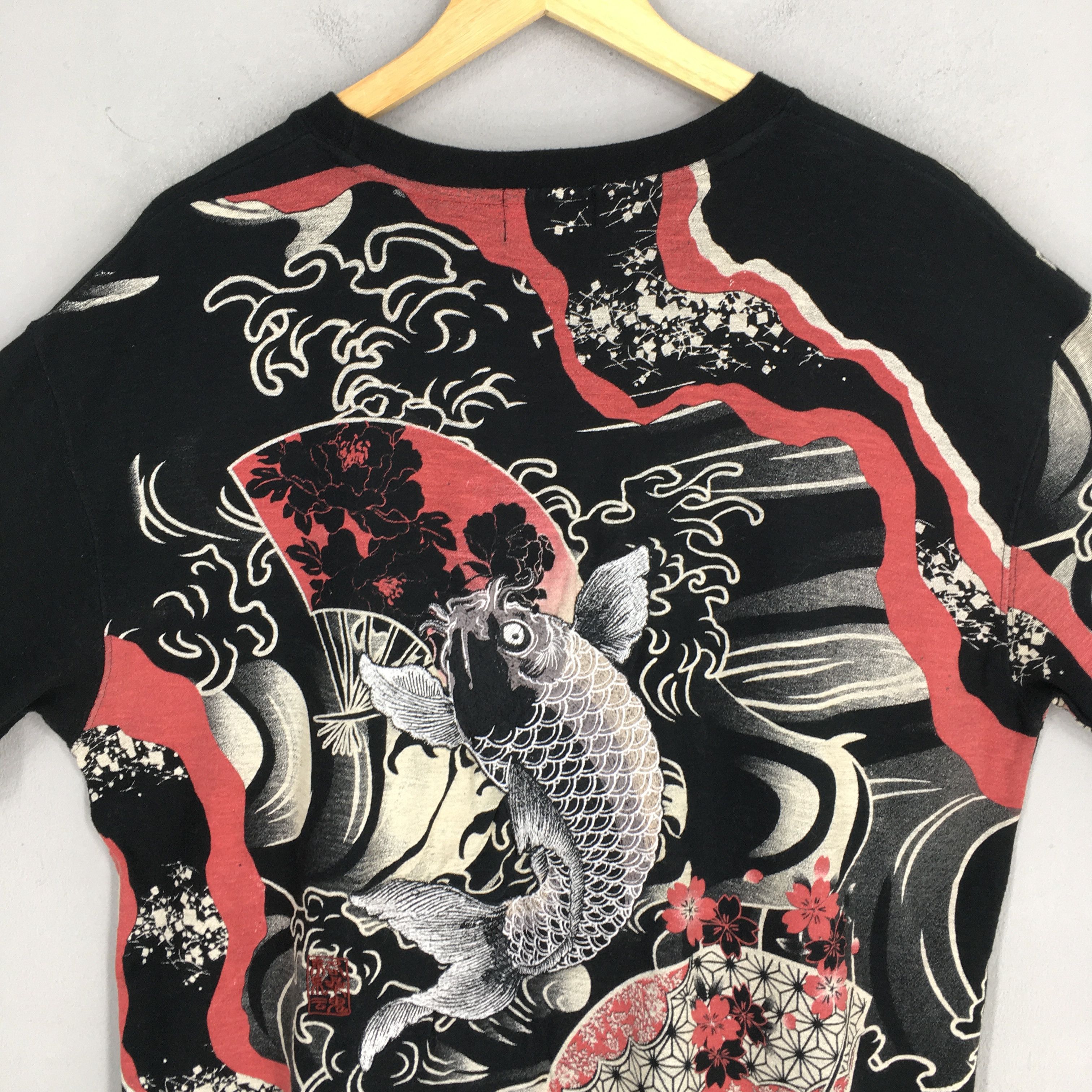 Other Vintage Fish Koi Japanese Culture Sukajan Black Ovp Tshirt Size US XXL / EU 58 / 5 - 2 Thumbnail