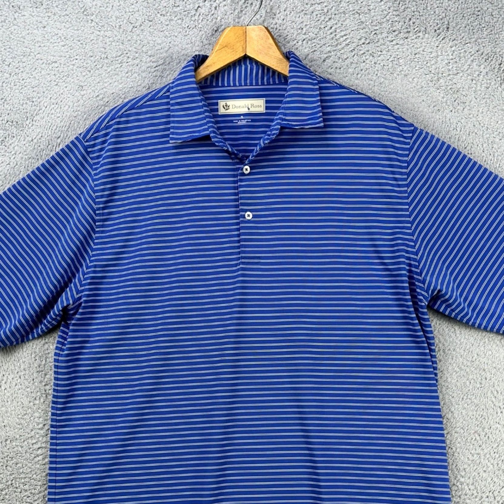 Vintage Donald Ross Polo Shirt Golf Mens XL Blue Pinstripes Rugby Short Sleeve Casual - Adult Large Size US XL / EU 56 / 4 - 2 Thumbnail