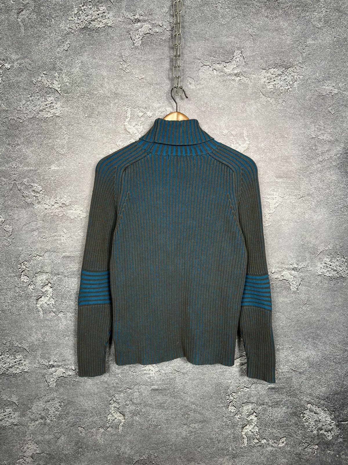 Chevignon Vintage Chevignon Ribbed Turtleneck Sweater A Blue Pattern Size US M / EU 48-50 / 2 - 2 Thumbnail