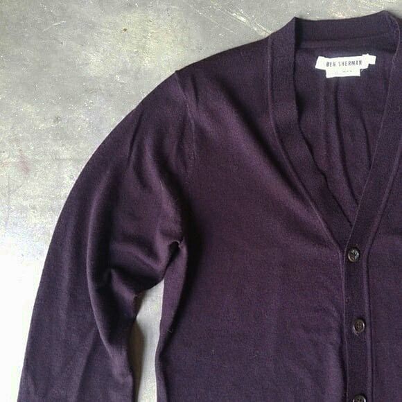 Ben Sherman × Designer × Other UK Ben Sherman Cardigan knitwear 100 % merino Wool Black Grape Size US M / EU 48-50 / 2 - 2 Thumbnail