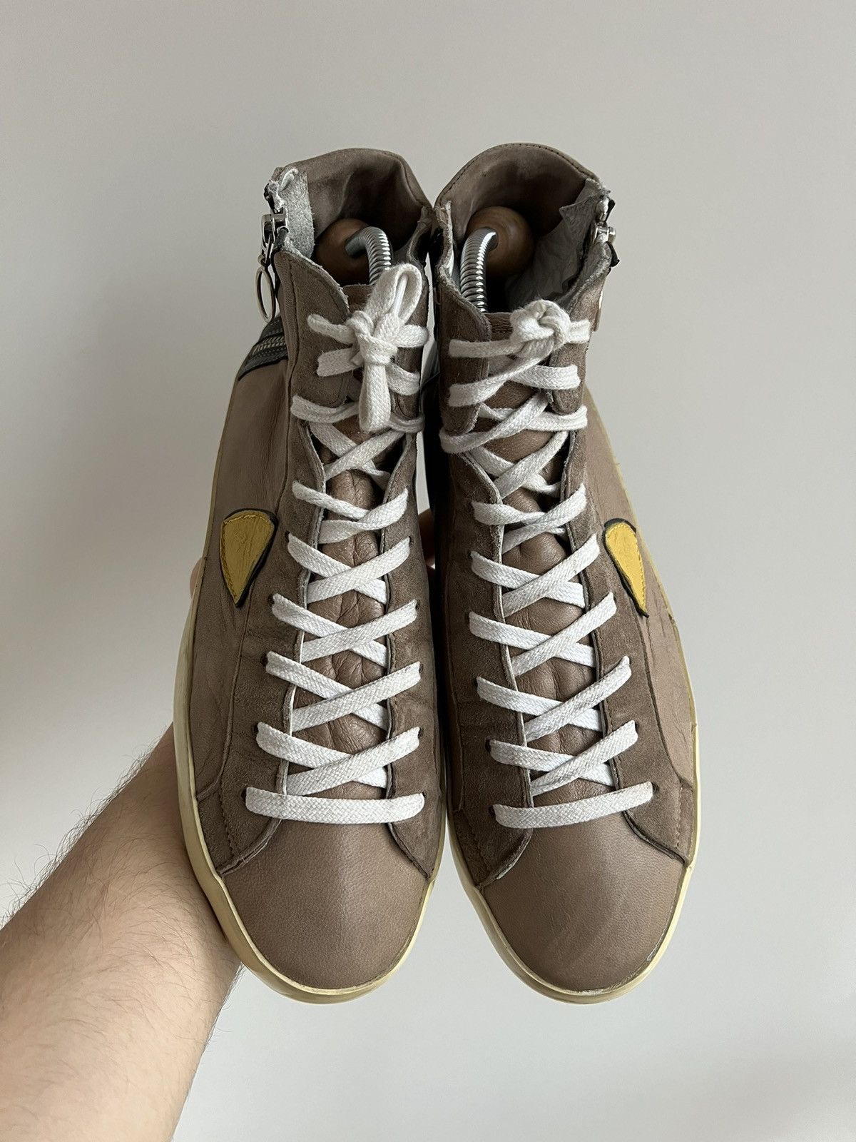 Philippe Model Philippe Model Brown Leather High Sneakers Size US 10 / EU 43 - 3 Thumbnail