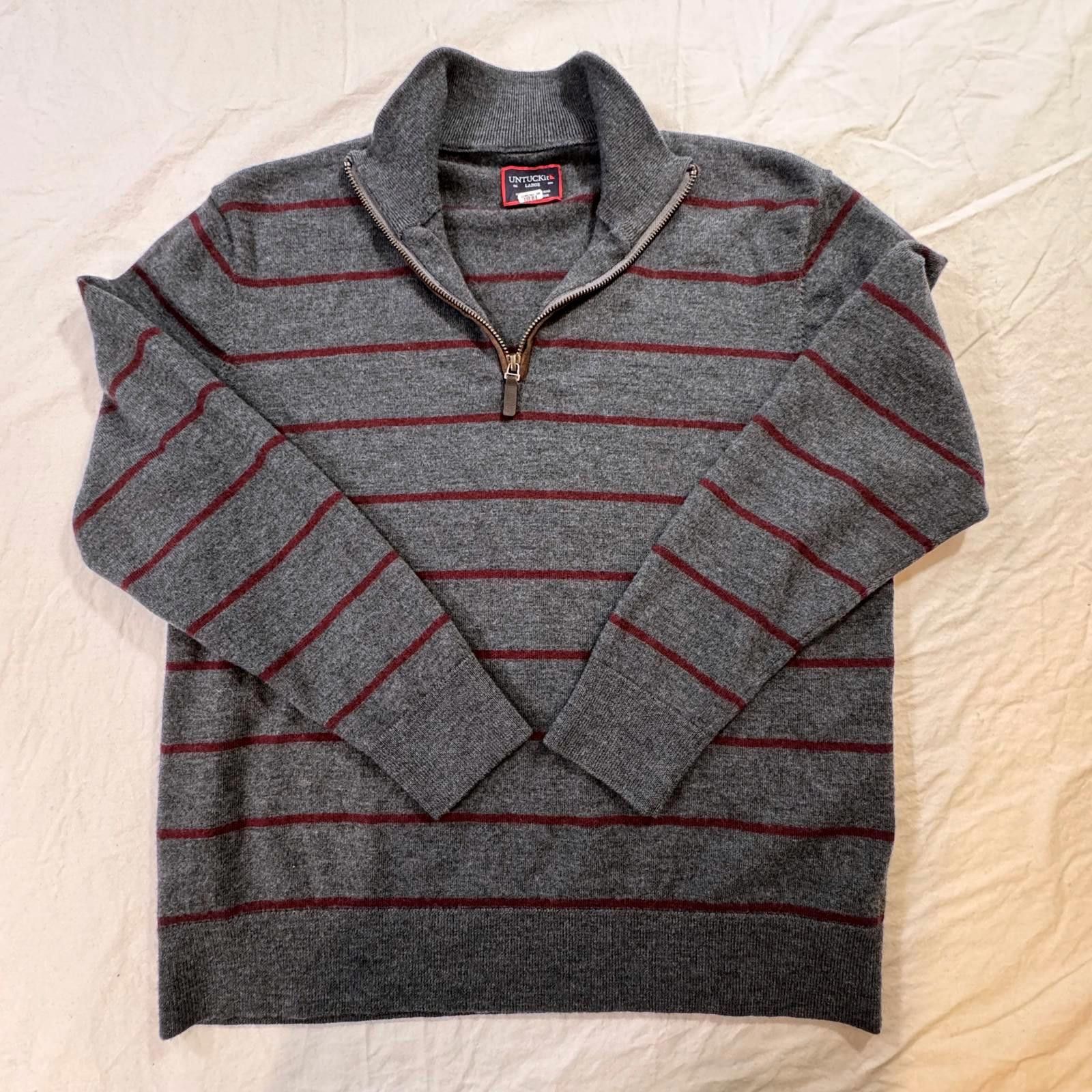 UNTUCKit UNTUCKit Sweater Men's Large Belguardo Stripe Merino Wool Size US L / EU 52-54 / 3 - 5 Thumbnail