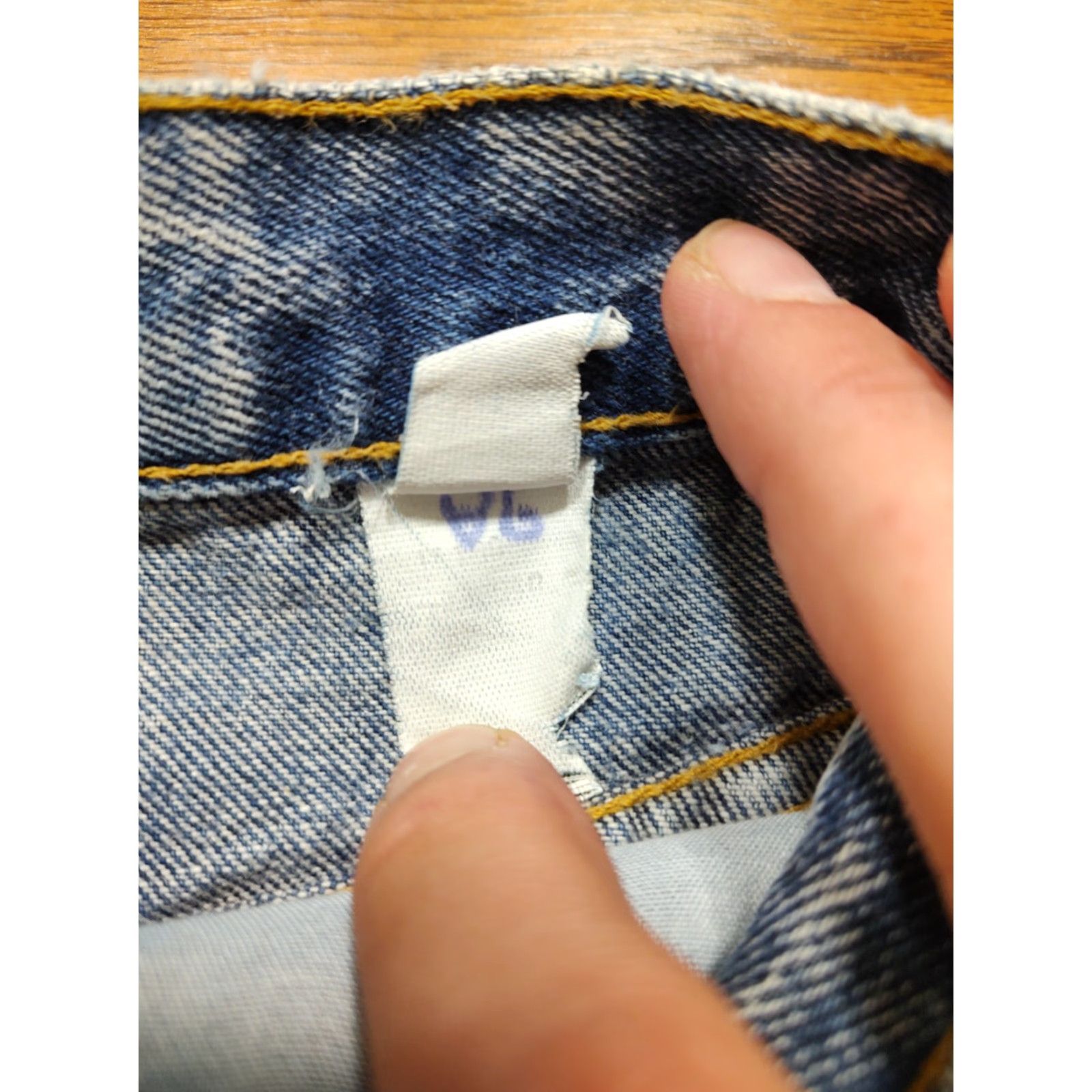 Denime VINTAGE Womans Acid Wash Denim Skirt Size 23 Inch Waist Made In USA Blue Size 40" / US 18 - 7 Thumbnail