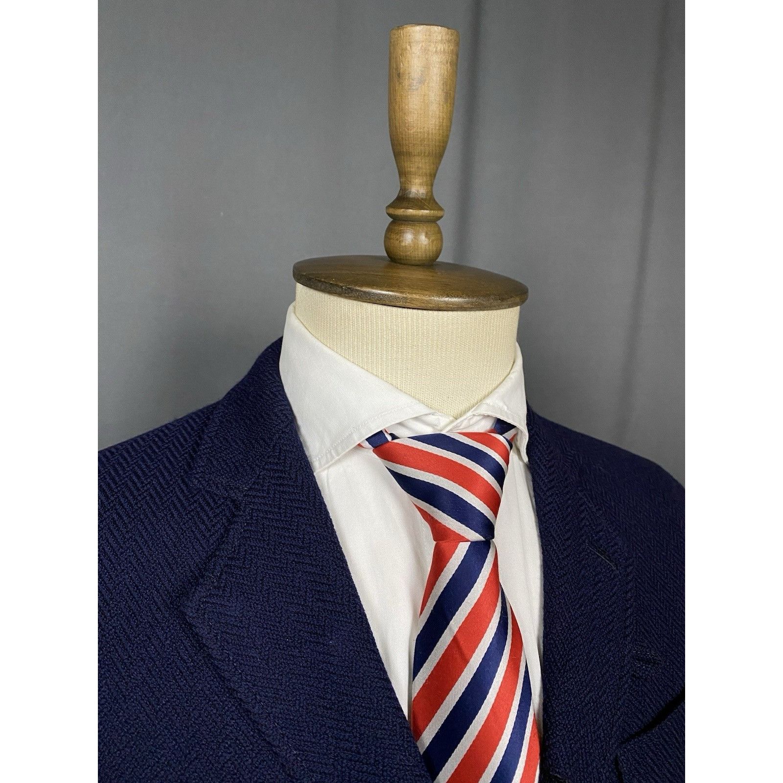 Oliver Spencer Oliver Spencer Herringbone Structured Blue Wool Blazer Sport Size 42R - 6 Thumbnail