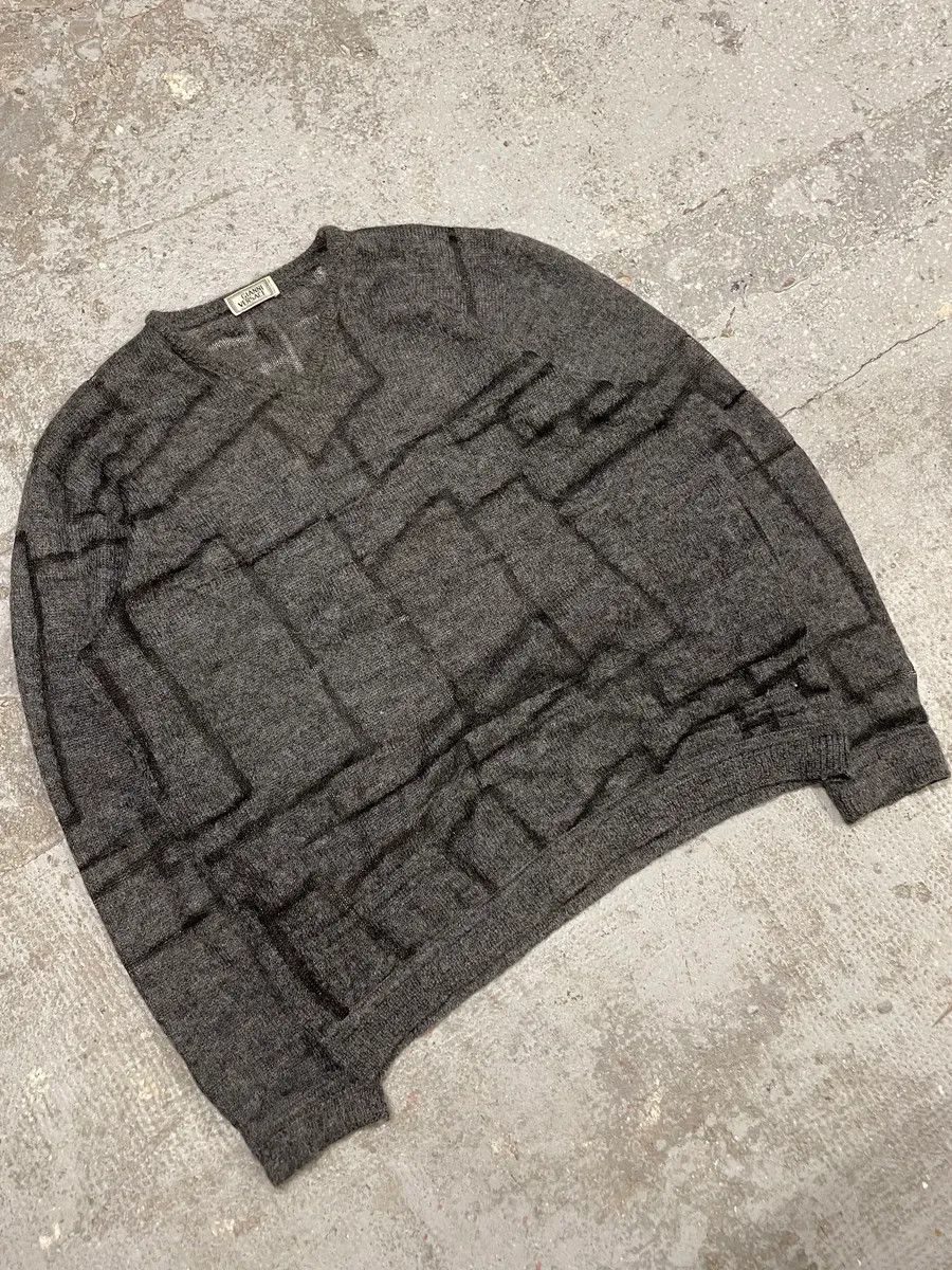 Versace × Vintage Gianni Versace Transparent Geometry Grey Sweater Size US M / EU 48-50 / 2 - 2 Thumbnail