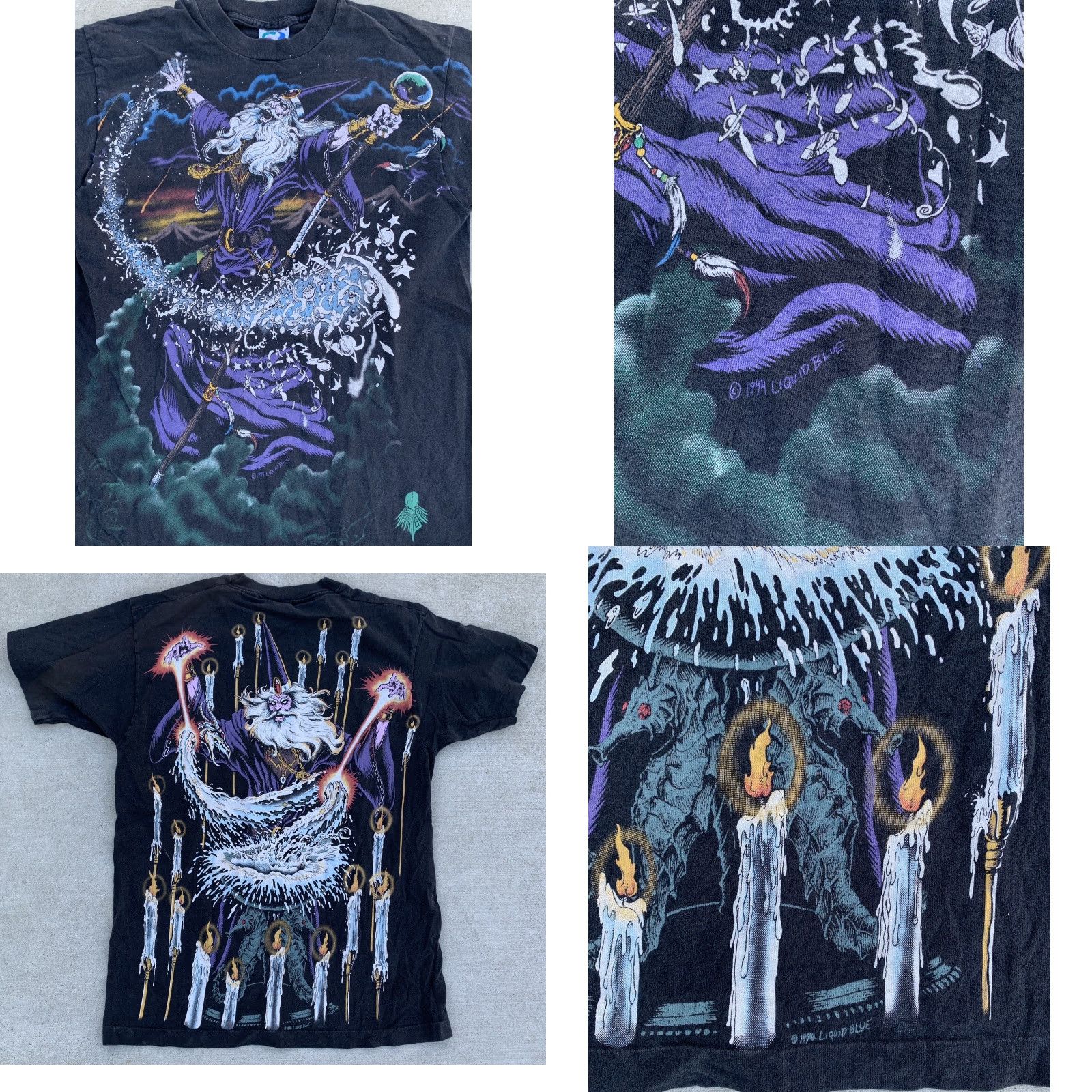 Liquid Blue VINTAGE Liquid Blue T-Shirt Men L Black 90s Graphic Front Back Single Stitch 100% Cotton USA Made Size L Size US L / EU 52-54 / 3 - 9 Thumbnail