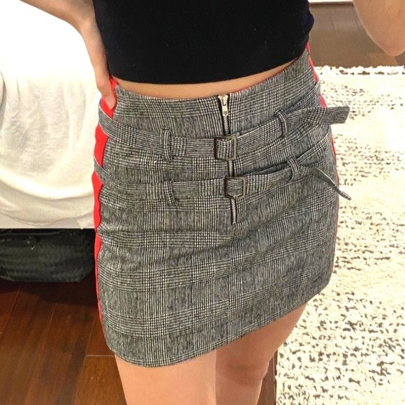 Vacation LF Mags & Pye Plaid Striped Belted Zip-Up Skirt Party Sexy Size 27" / US 4 / IT 40 - 5 Thumbnail
