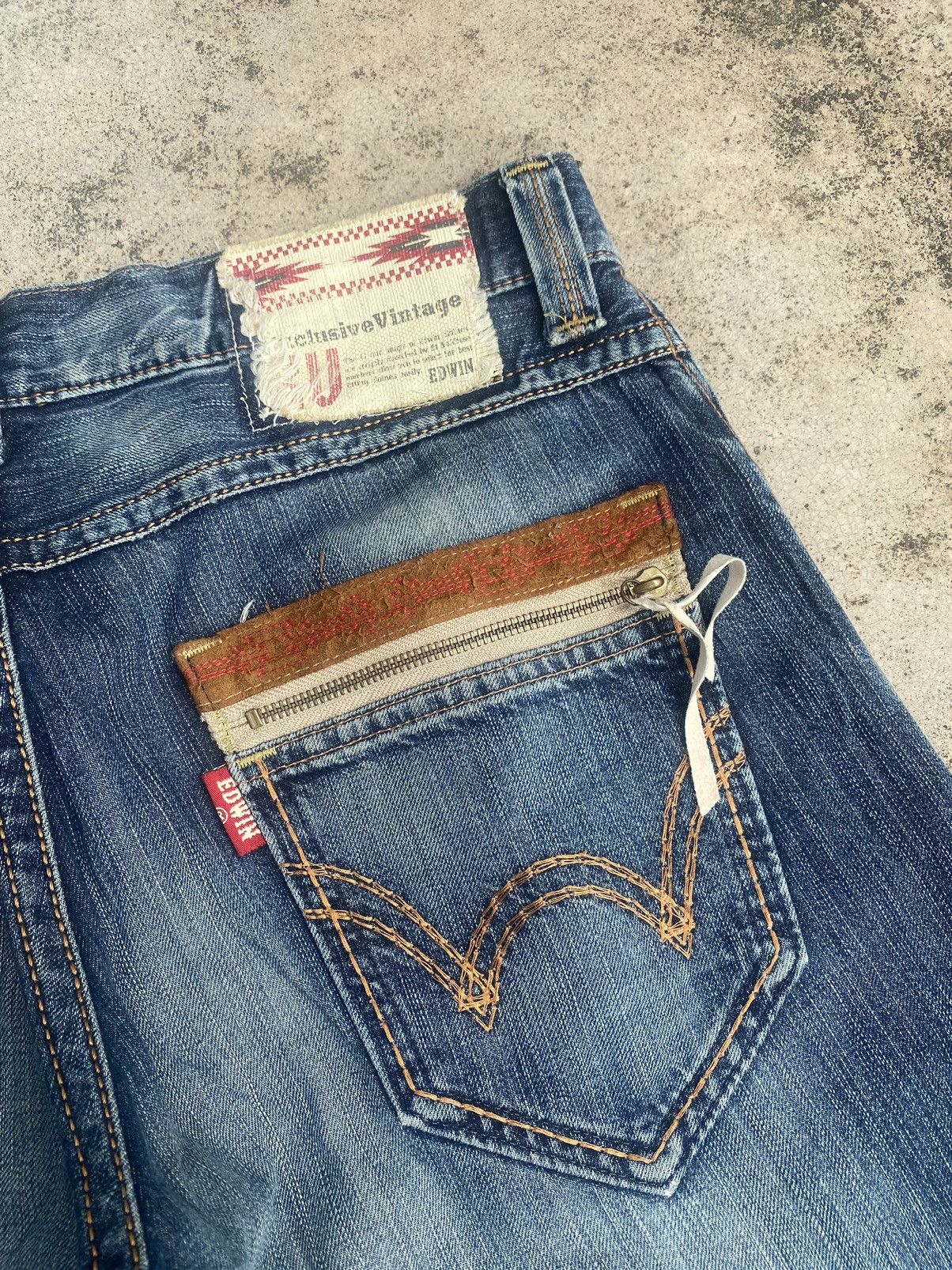 Edwin × Japanese Brand × Vintage Vintage y2k Edwin Faded Loose Denim Jeans Size US 36 / EU 52 - 21 Thumbnail