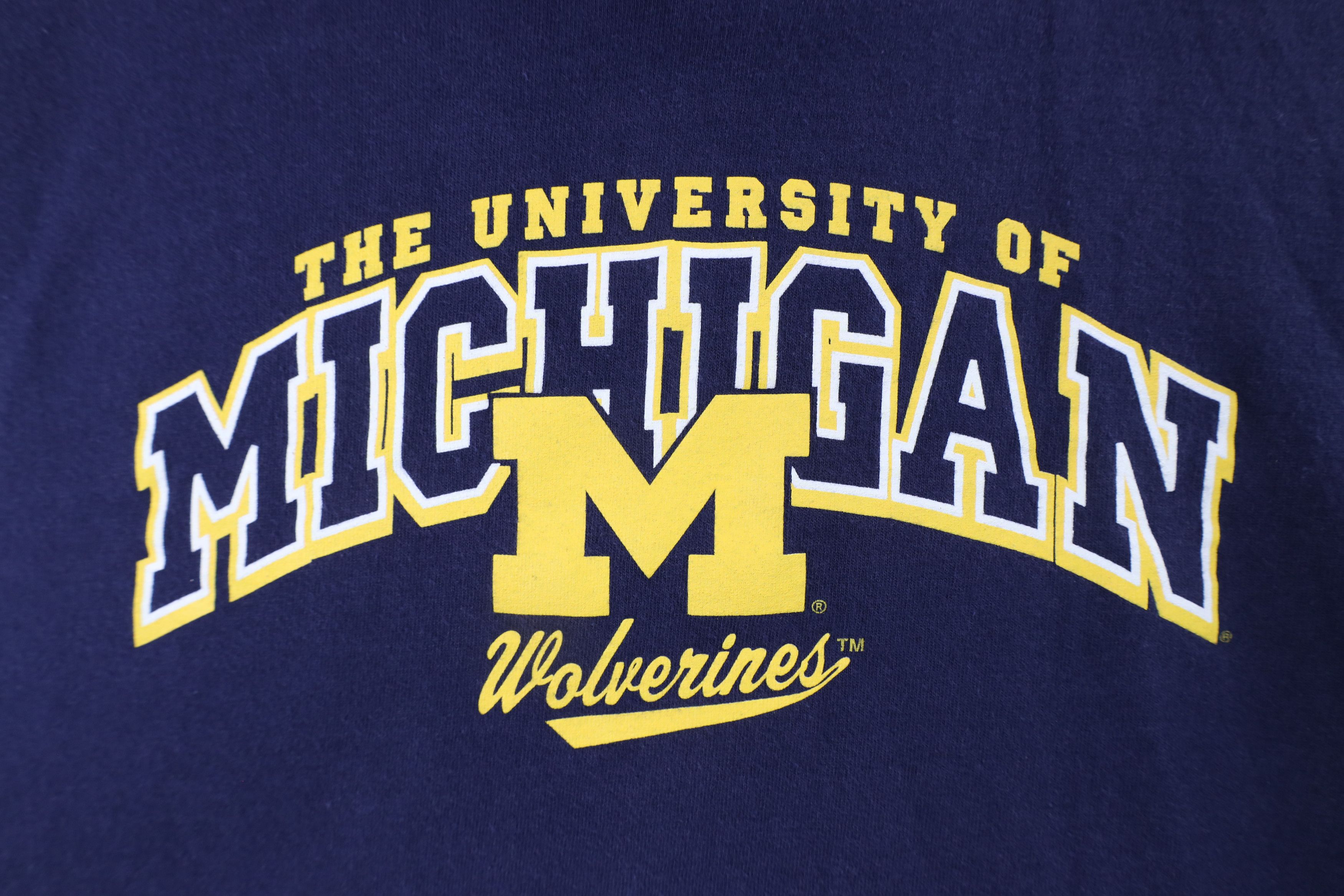 Vintage Vintage 90s Spell Out University of Michigan T-Shirt Blue Size US XXL / EU 58 / 5 - 4 Thumbnail
