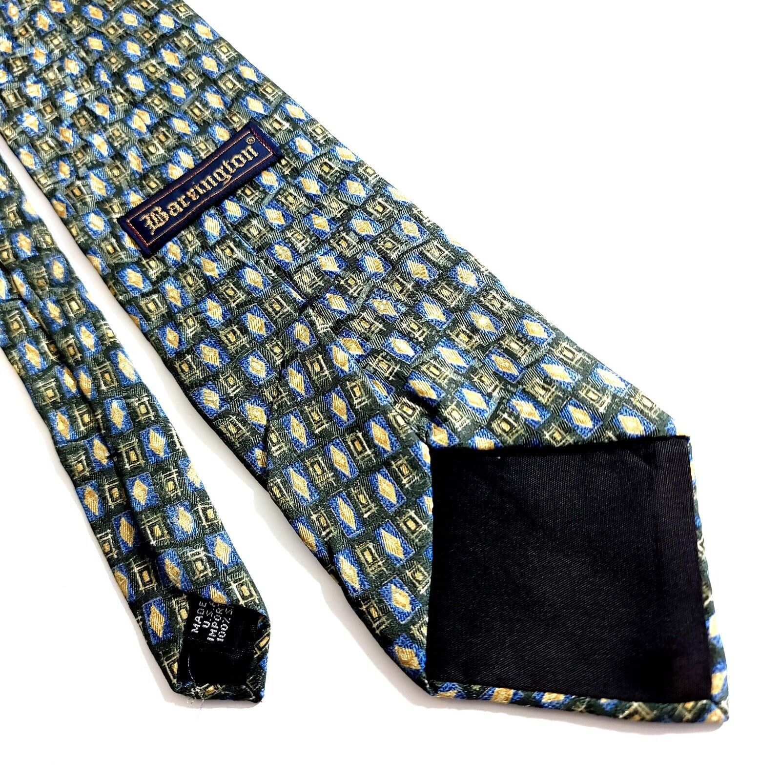 Other Barrington Blue Green Abstract Geometric Print Wide Silk Tie Size ONE SIZE - 5 Thumbnail