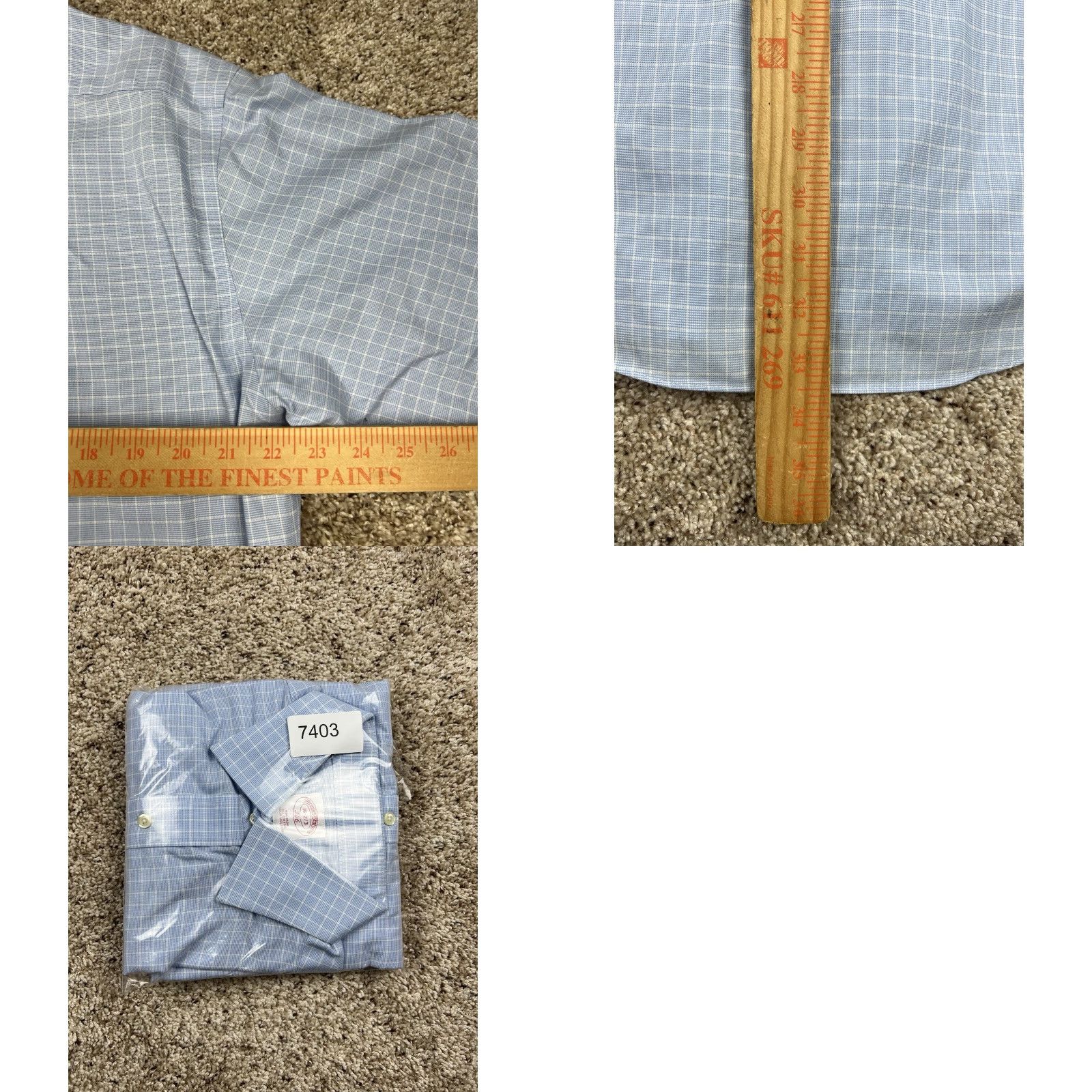Brooks Brothers Brooks Brothers Dress Shirt 16.5-2/3 Men Blue Plaid Button Up Long Sleeve Cotton Size 46R - 8 Thumbnail