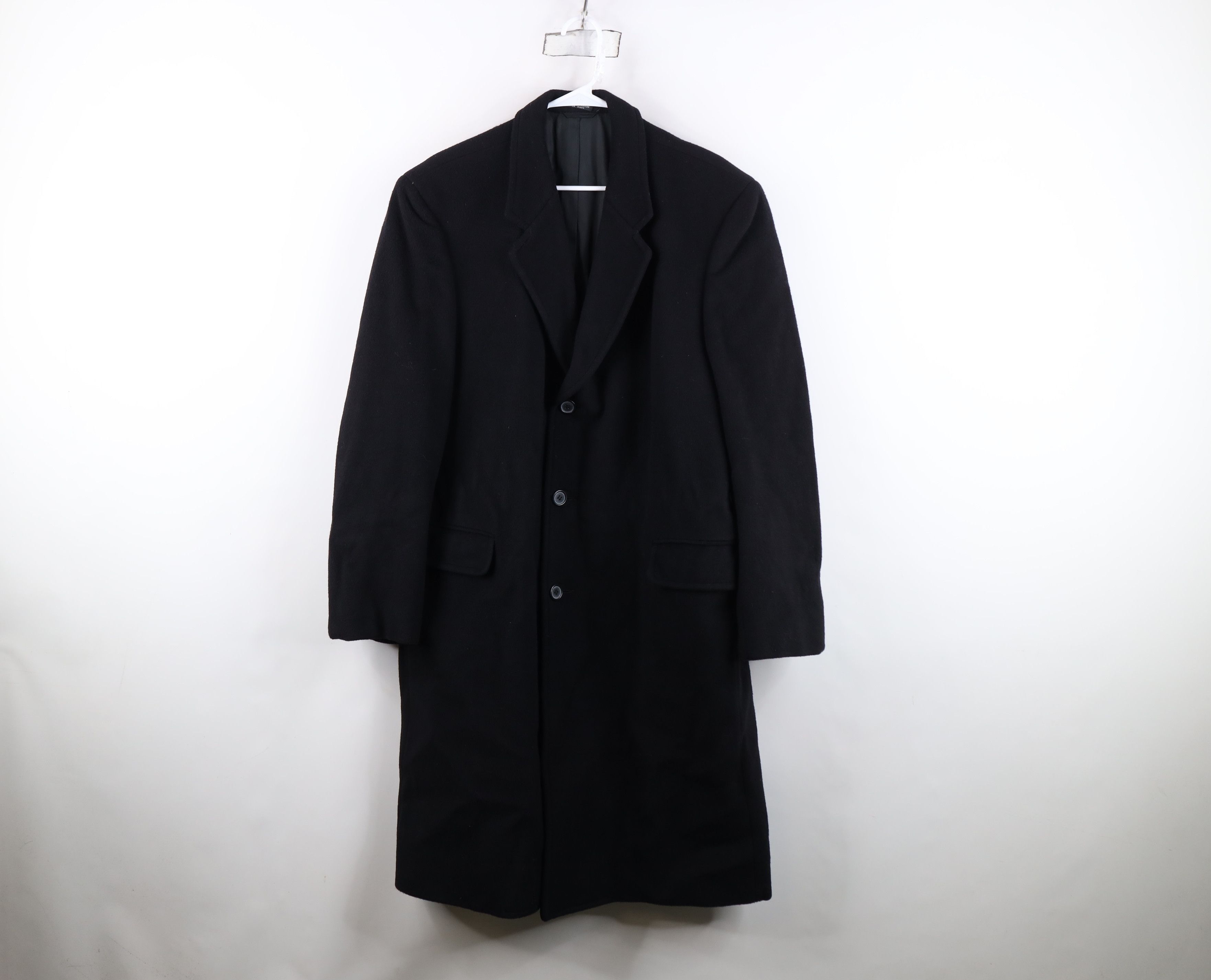 Vintage Vintage 90s Wool Cashmere Overcoat Trench Coat Jacket Black Size US XXL / EU 58 / 5 - 1 Thumbnail