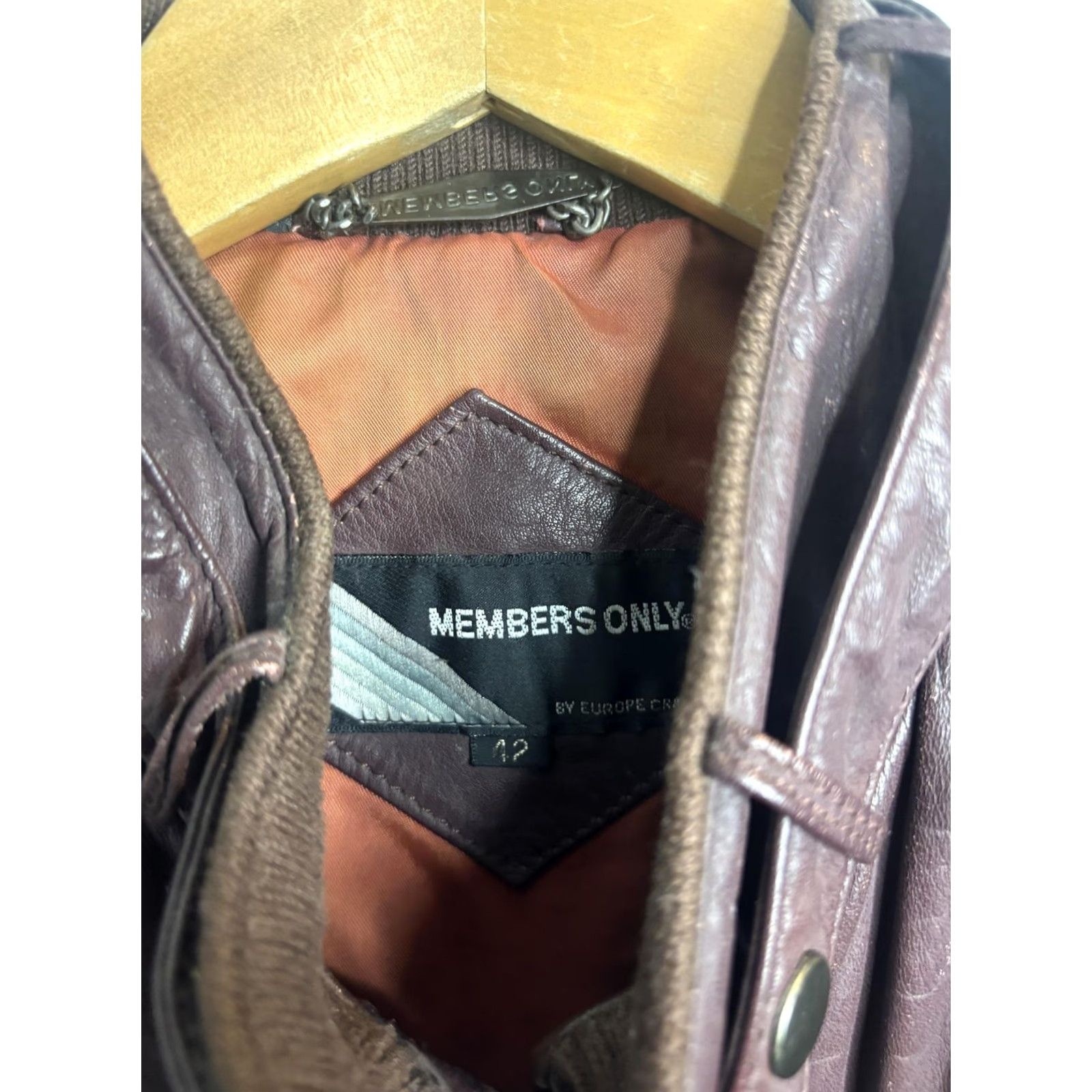 Members Only VINTAGE Members Only Jacket Mens 42 Brown Leather Bomber Zip Pockets 80s Size US XS / EU 42 / 0 - 4 Thumbnail