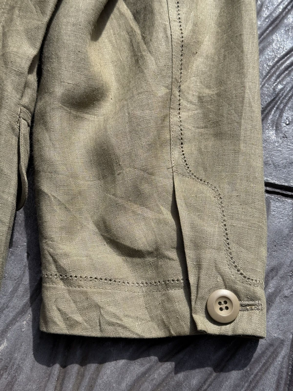 Issey Miyake Issey Miyake Tailored Linen Laurel Green Blazer Jacket Size 38R - 13 Thumbnail