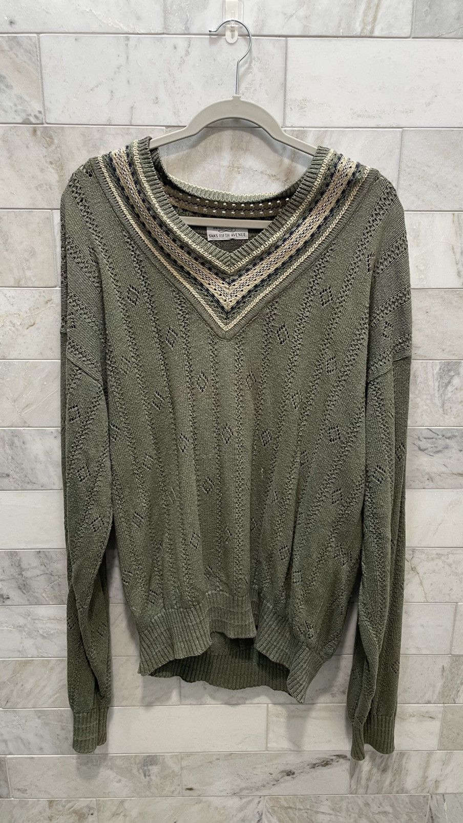 Saks Fifth Avenue Tricots St Raphael Saks Fifth Avenue Green V-neck Size US L / EU 52-54 / 3 - 1 Thumbnail